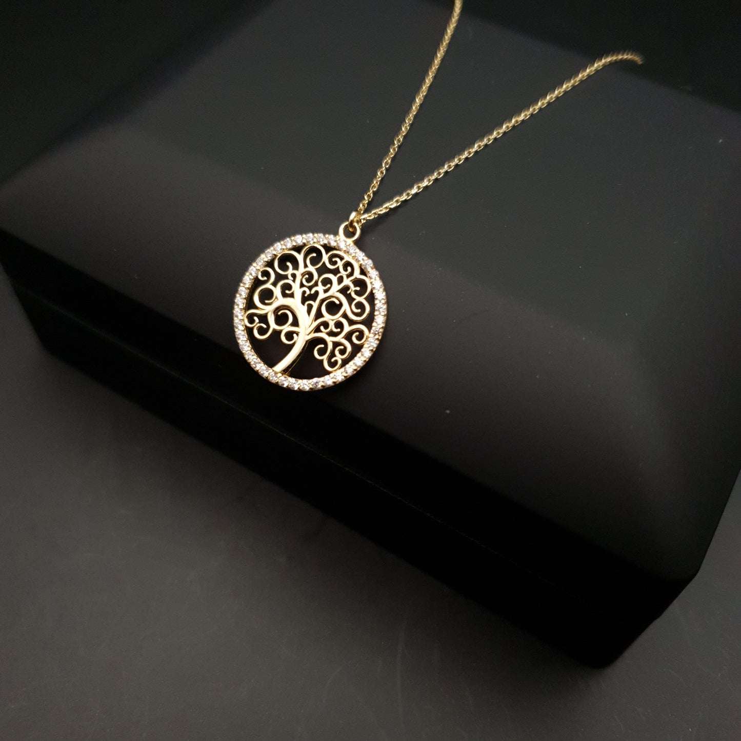 18k Real Gold tree of life necklace, necklace for women, gift for her, tree of life pendants, birthday gift, 18ct yellow gold,