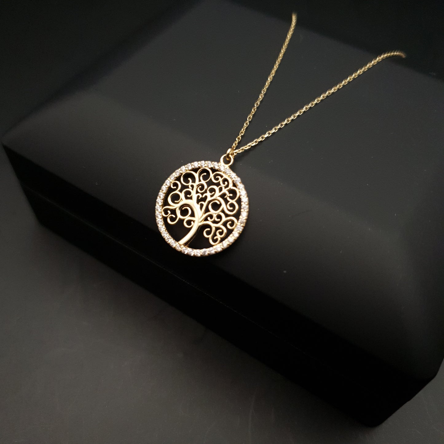 18k Real Gold tree of life necklace, necklace for women, gift for her, tree of life pendants, birthday gift, 18ct yellow gold,