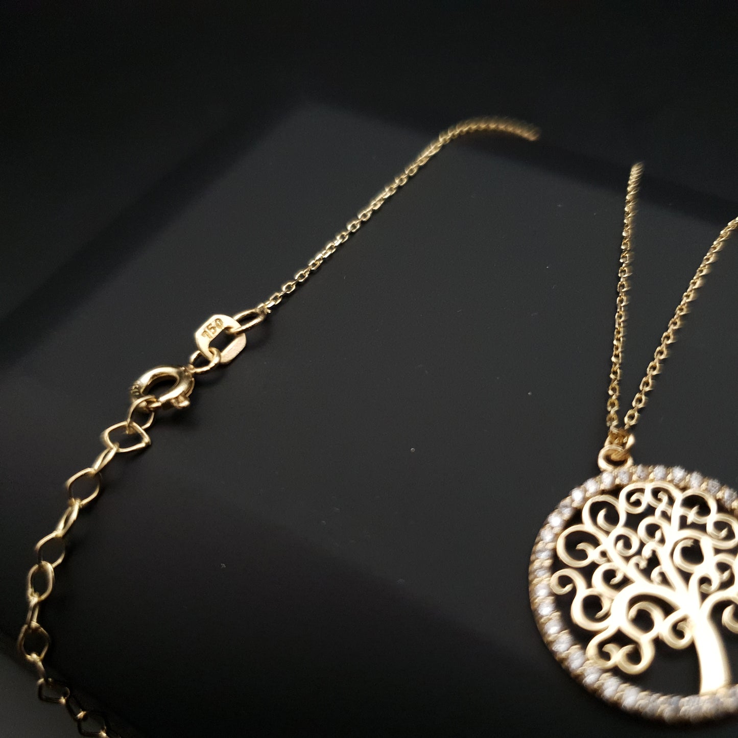 18k Real Gold tree of life necklace, necklace for women, gift for her, tree of life pendants, birthday gift, 18ct yellow gold,