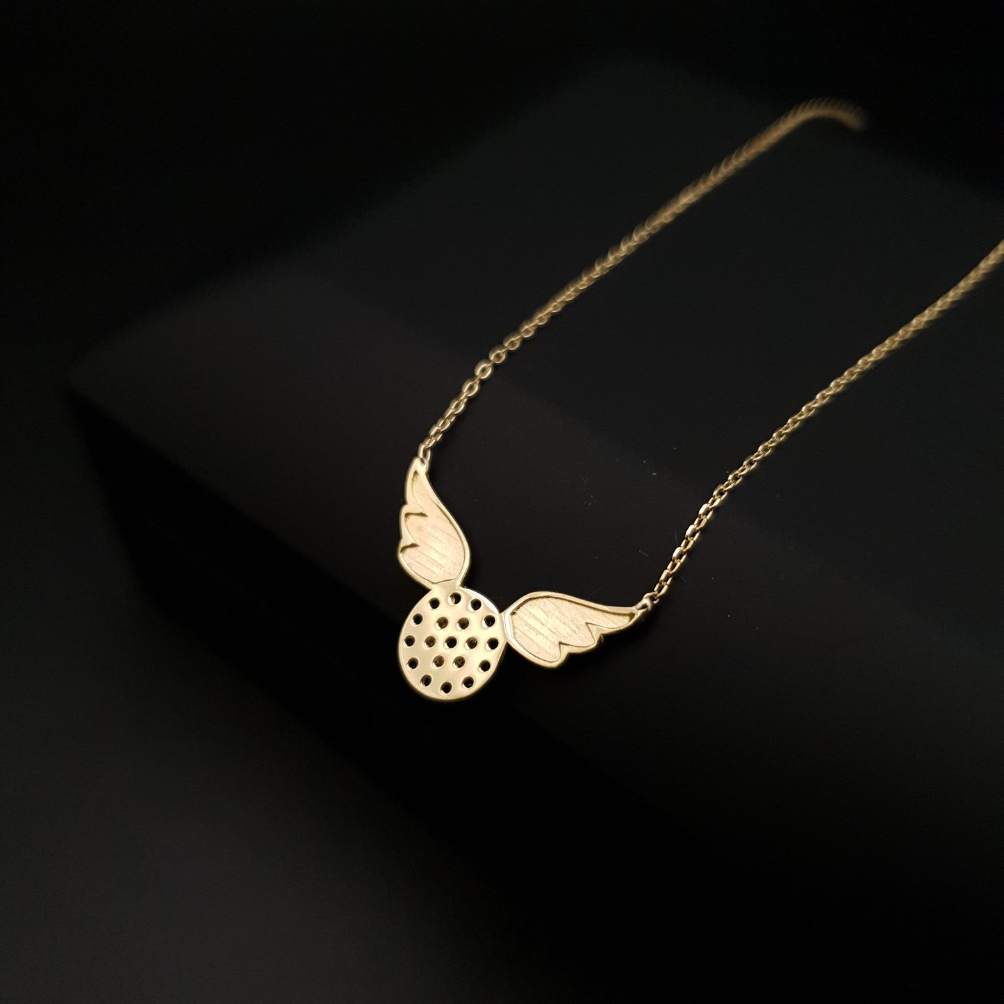 18k Real Gold Devil Eye necklace, angle pendant, 18k gold necklace, devil eye wings, gift for her, birthday gift,