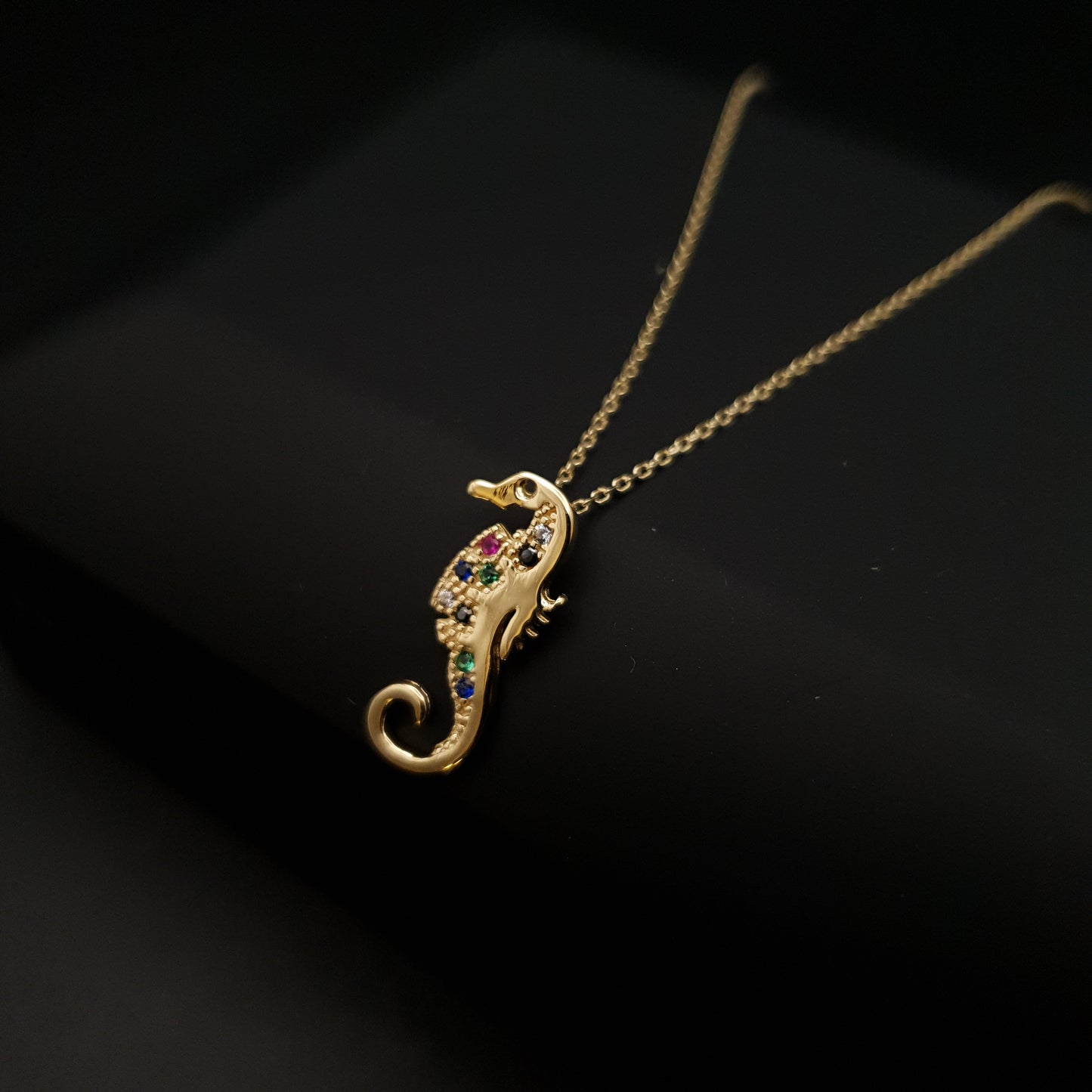 18K Real Solid Gold Modern Design Sea Horse Necklace, Sea Horse Pendant, gift for her/him, birthday gift, high quality certified gold