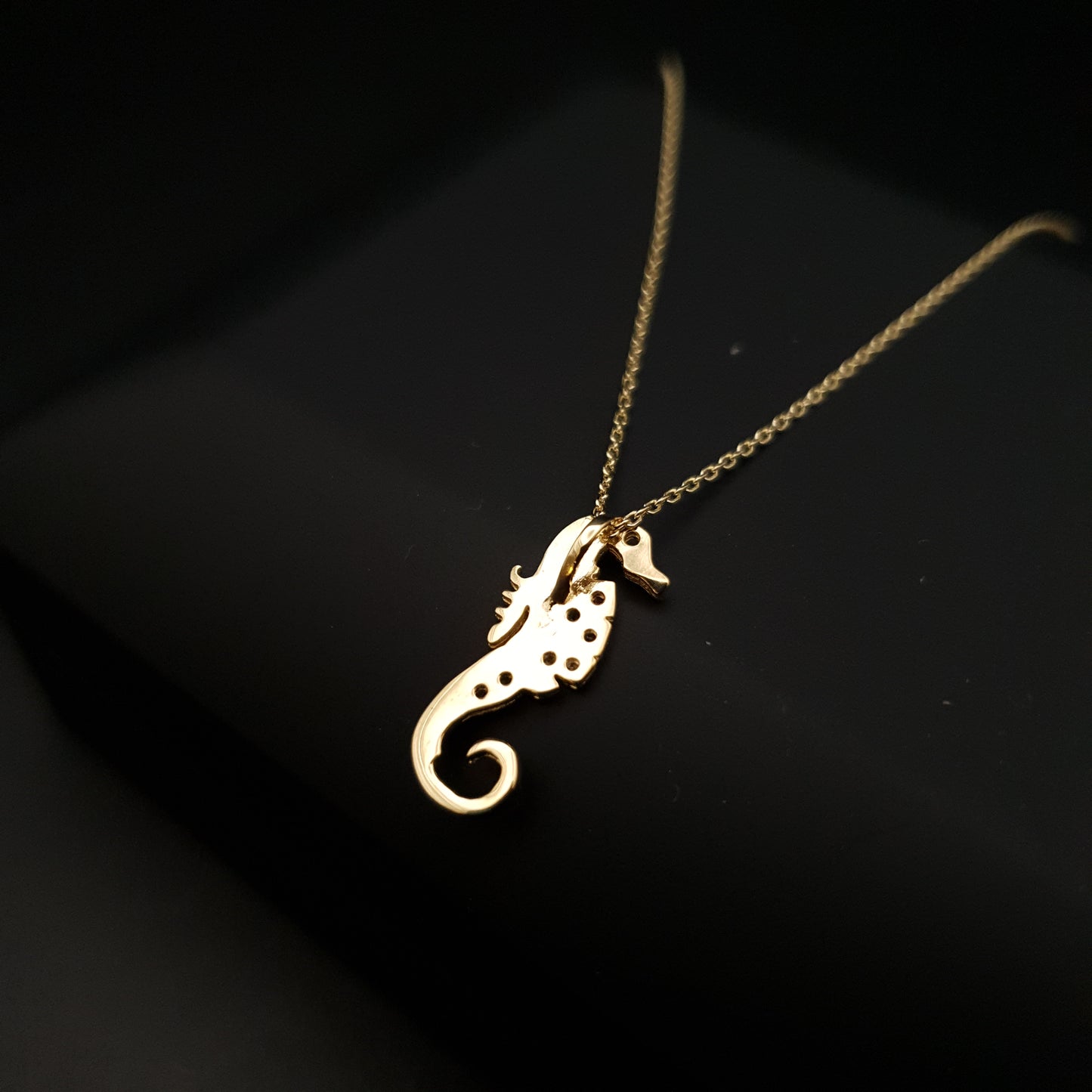 18K Real Solid Gold Modern Design Sea Horse Necklace, Sea Horse Pendant, gift for her/him, birthday gift, high quality certified gold