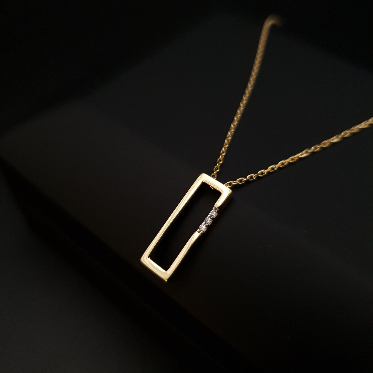 18K real Gold Geometric Necklace, Charm Necklace, Rectangle Necklace, best gift for her, Modern Design,