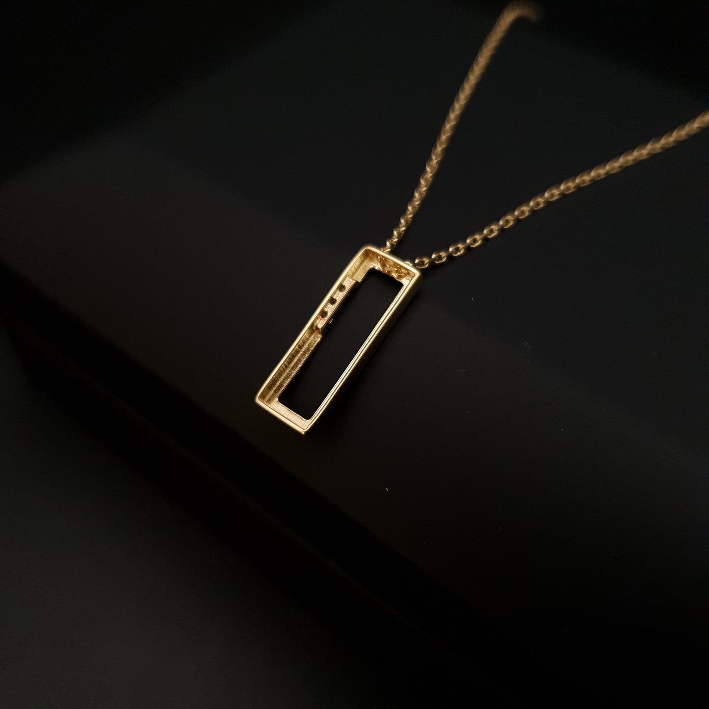 18K real Gold Geometric Necklace, Charm Necklace, Rectangle Necklace, best gift for her, Modern Design,