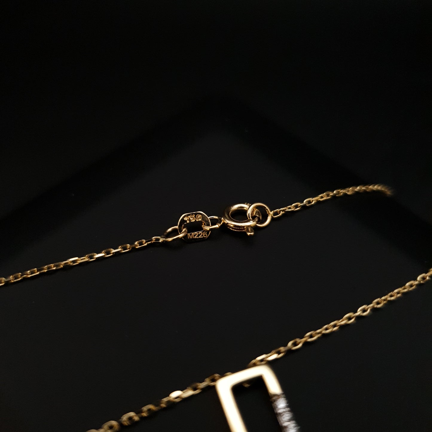 18K real Gold Geometric Necklace, Charm Necklace, Rectangle Necklace, best gift for her, Modern Design,