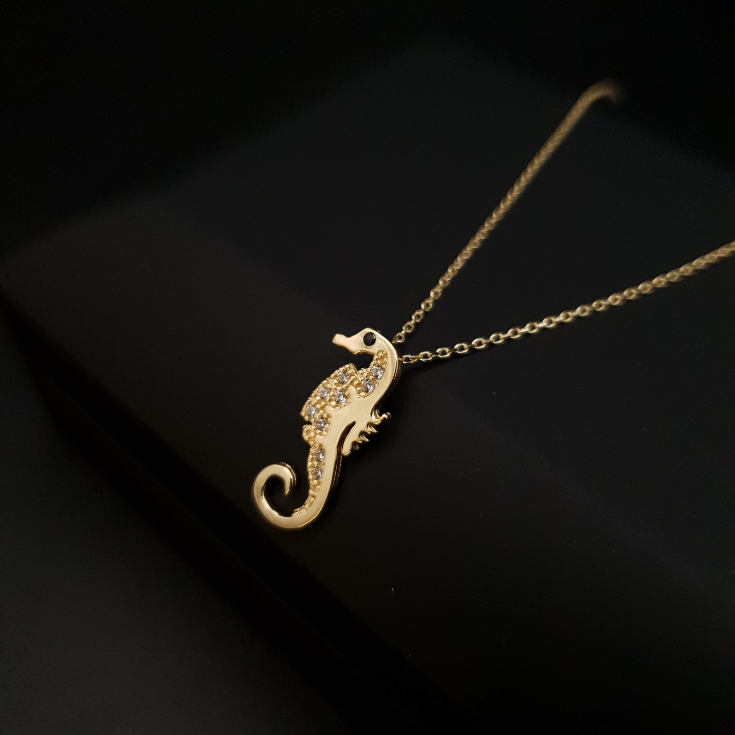18K Real Gold Sea Horse Charm Necklace, Sea Horse Pendant, charm Necklace, best gift, birthday gift, Delicate Design,sea lovers