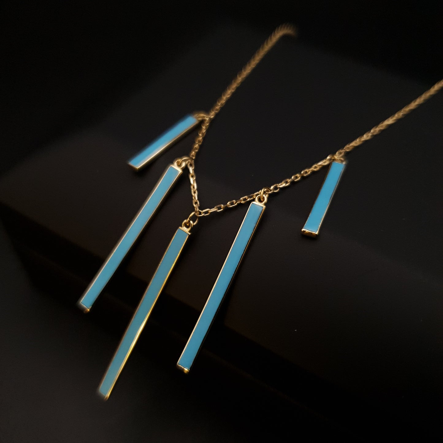 18K Real Gold Turquoise Dainty Bar Necklace, Turquoise Bar Pendant, best gift for her, birthday gift, modern design, charm necklace