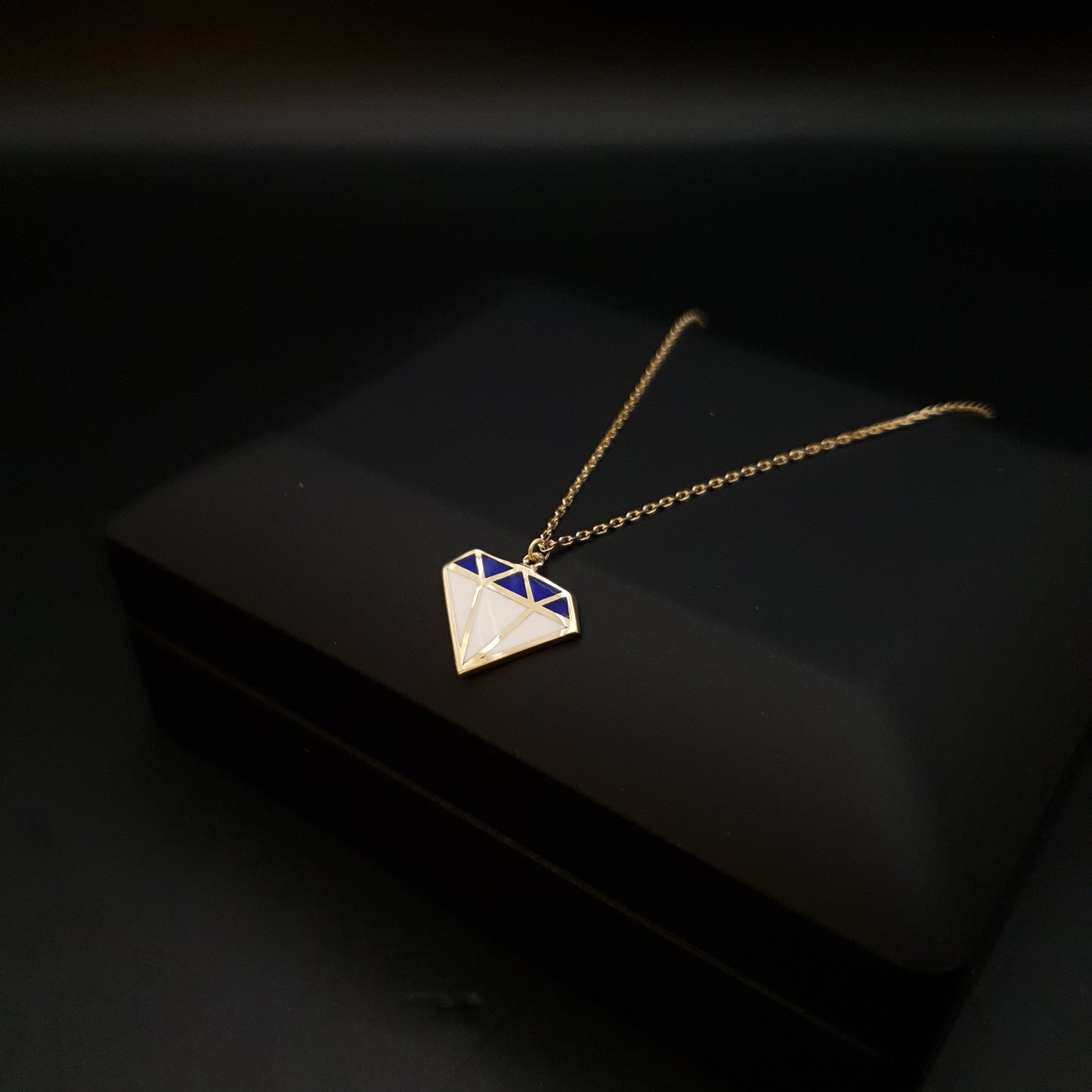 18K Real Gold Diamond Shape Charm Necklace, Diamond Pendant, Gold in Diamond Shape, best gift , birthday gift,