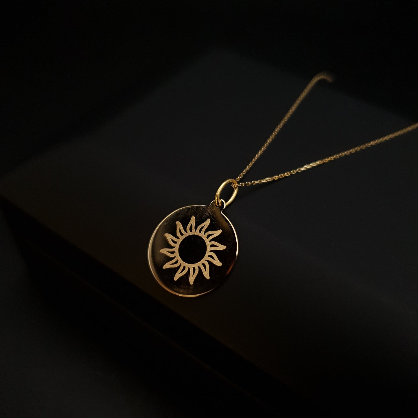 18K Real Gold Sun Symbol Necklace, Sun Symbol Pendant, Sun Charm Necklace, best gift for her, Birthday Gift, Valentine Gift,