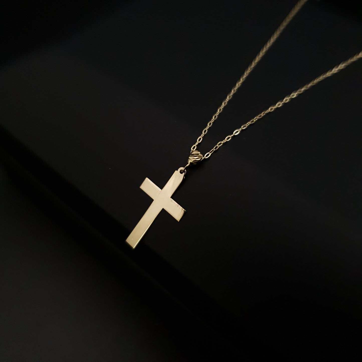 14K Real Gold Cross Necklace, Gold Cross jewelry. His cross present.Gold Cross baptism gift Engagement,Anniversary gift