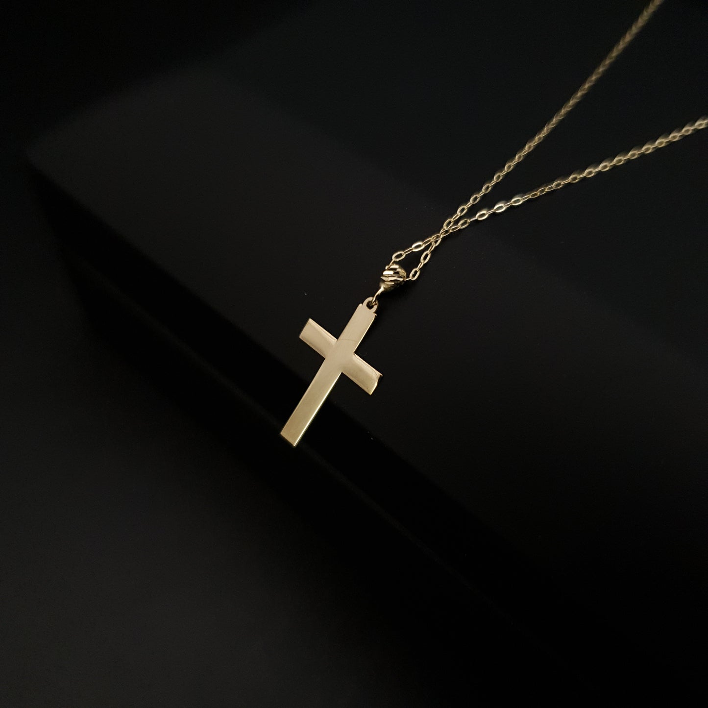 14K Real Gold Cross Necklace, Gold Cross jewelry. His cross present.Gold Cross baptism gift Engagement,Anniversary gift