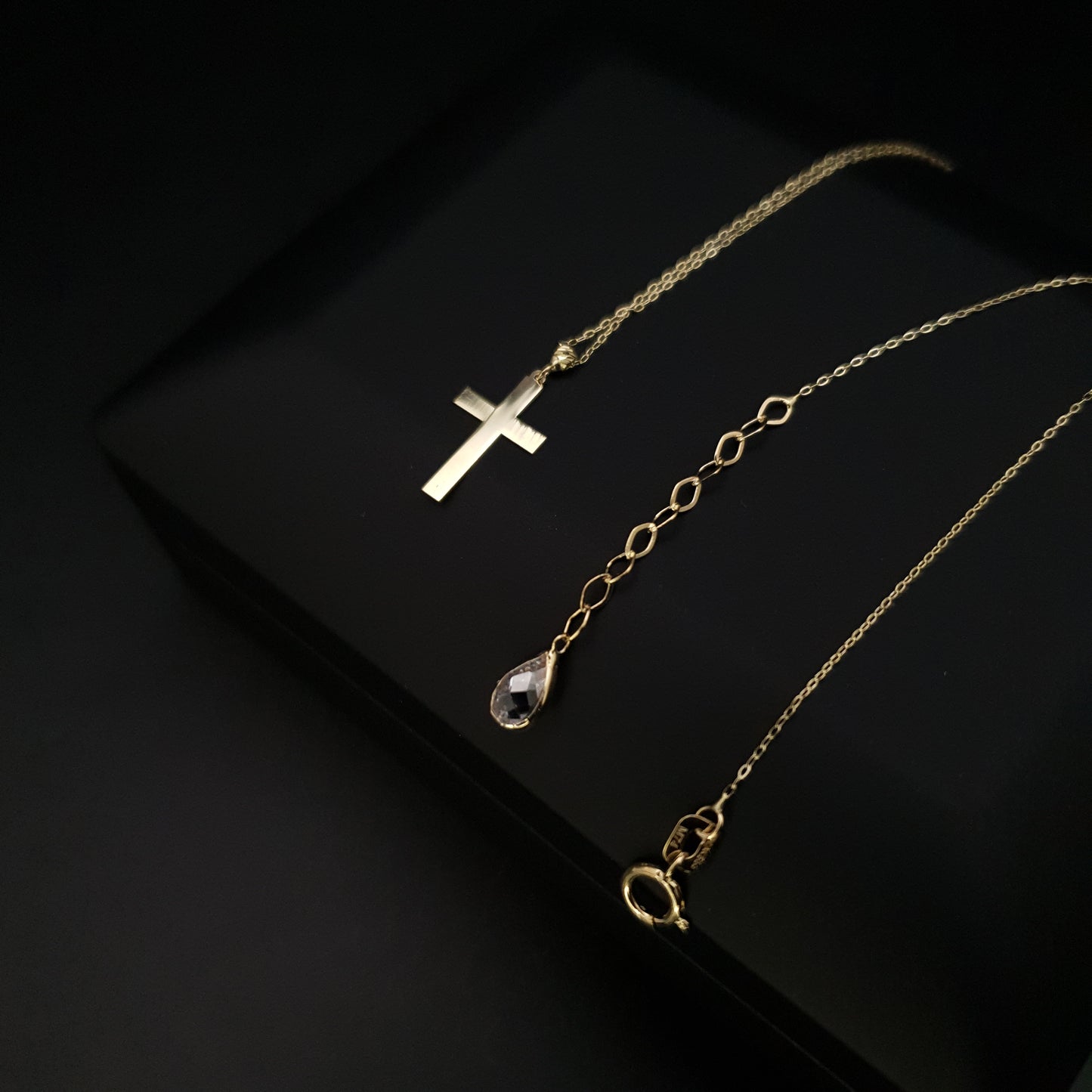 14K Real Gold Cross Necklace, Gold Cross jewelry. His cross present.Gold Cross baptism gift Engagement,Anniversary gift