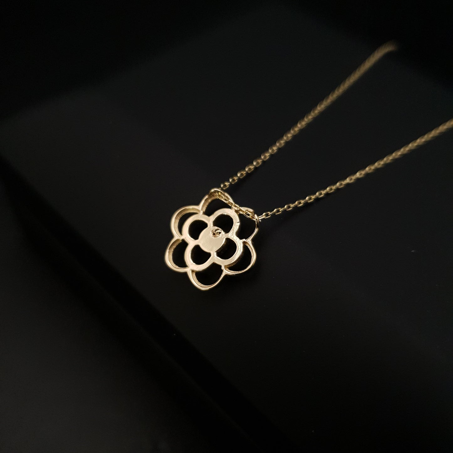 14K Real Gold Rose Floral flower Necklace, Rose Flower pendant, best gift for her, birthday gift, Floral Rose Flower,