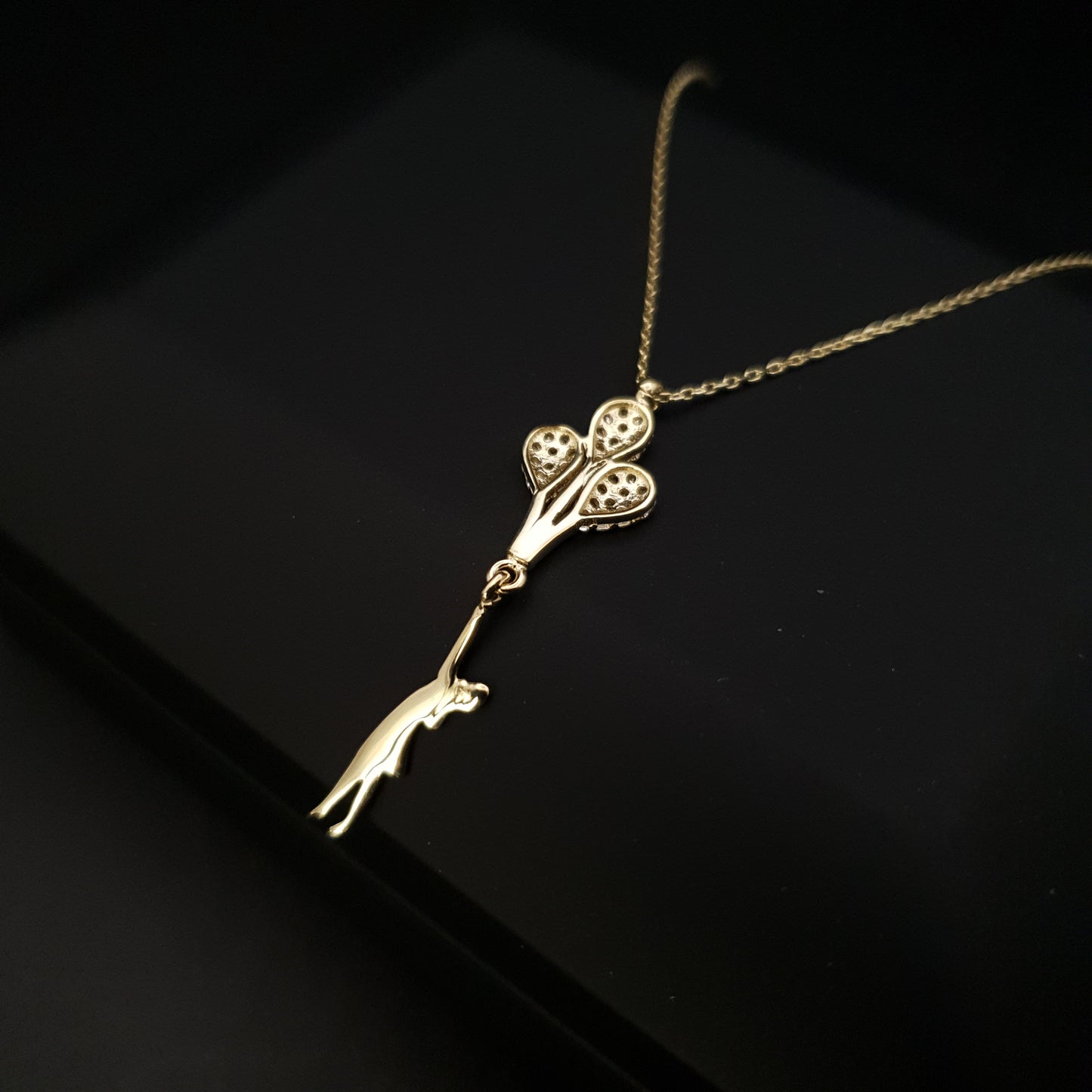 14K Real Gold Balloon Girl Pearl's Necklace, Balloon Girl Pendant, Girls With Balloons, Best Gift for Her, Birthday Gift, Anniversary Gift