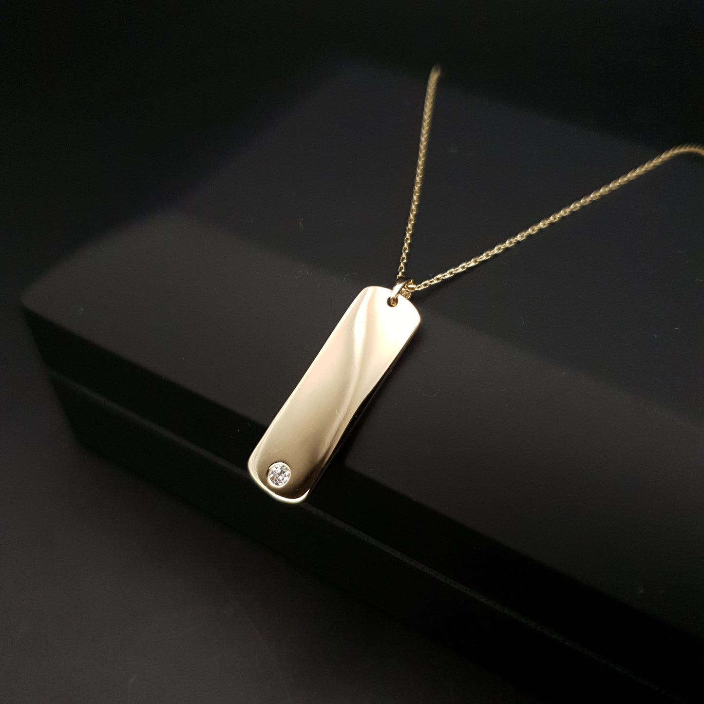 14K Real Gold Plate Necklace, Plate pendant, Charm Necklace, Best gift, Gift for her, Birthday gift,