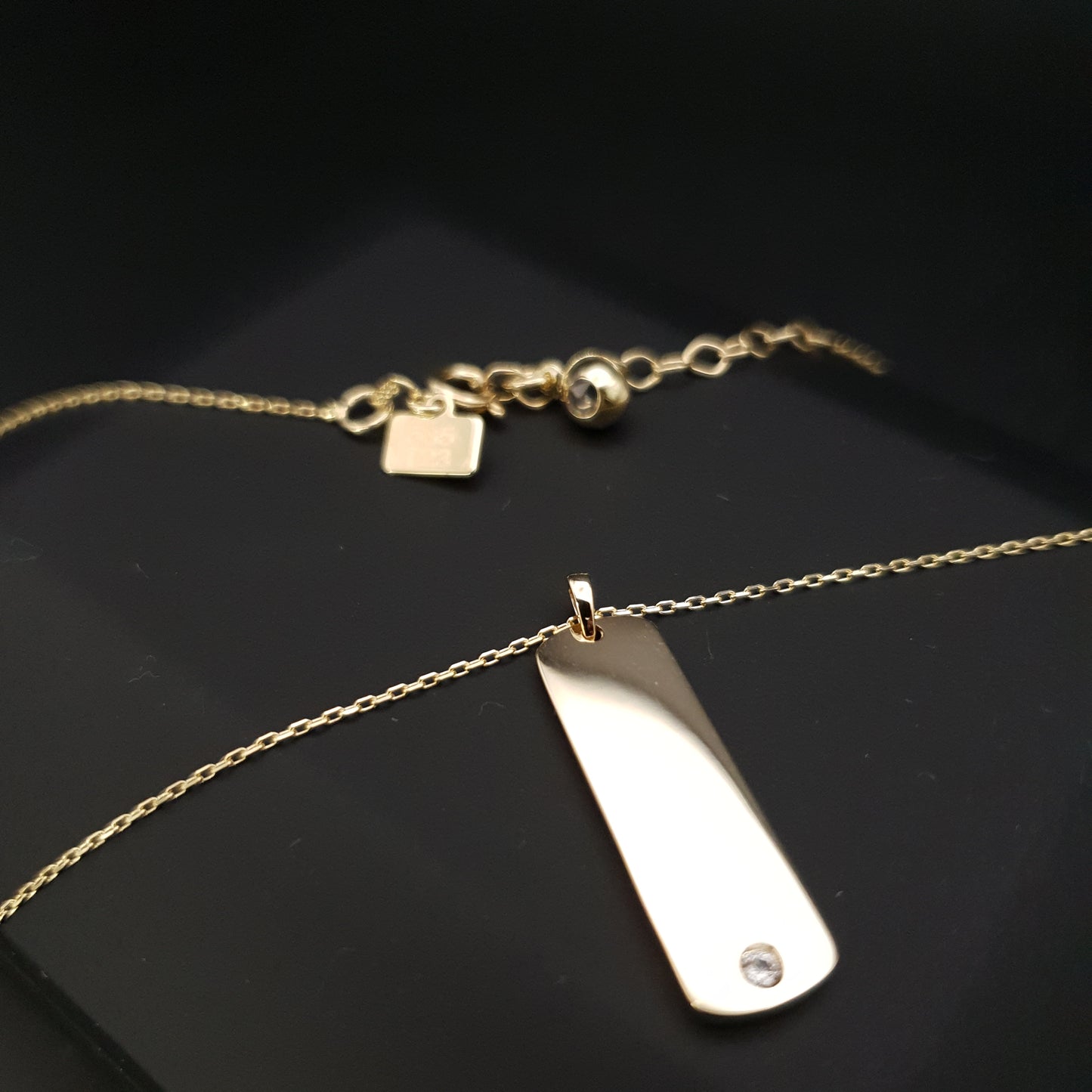 14K Real Gold Plate Necklace, Plate pendant, Charm Necklace, Best gift, Gift for her, Birthday gift,