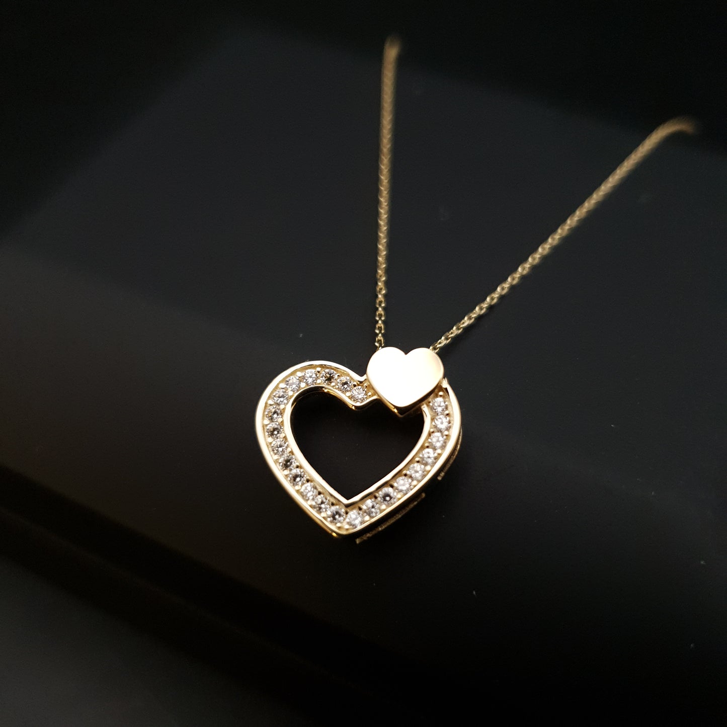 14K Real Gold Heart of Diamond Necklace, Heart pendants, Charm Necklace, best gift for her, valentine gift, birthday gift,
