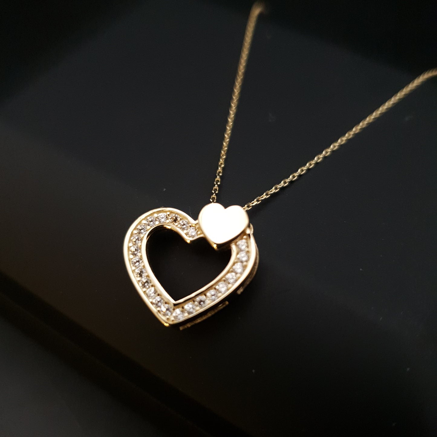 14K Real Gold Heart of Diamond Necklace, Heart pendants, Charm Necklace, best gift for her, valentine gift, birthday gift,