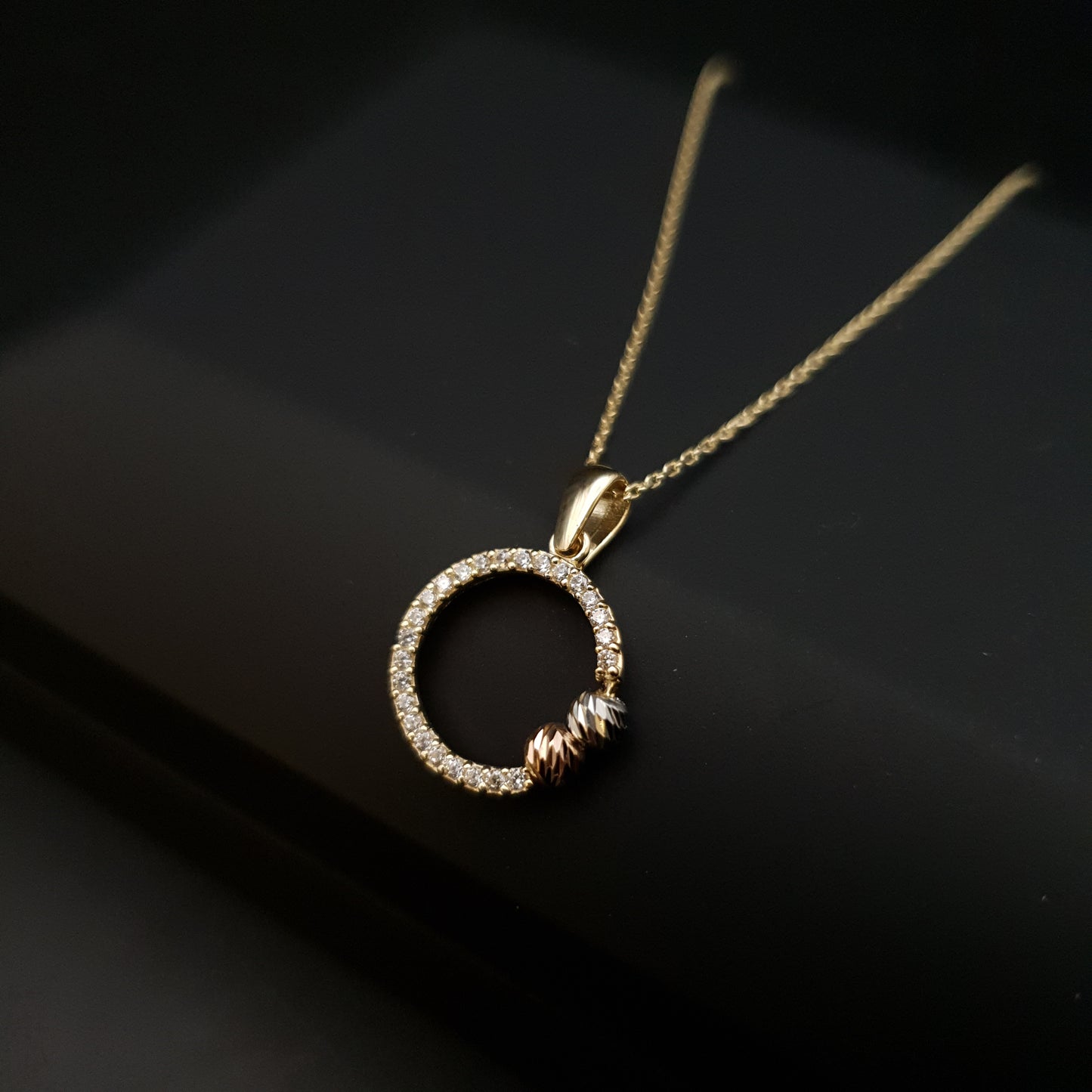 14K Real Gold Ring Necklace, Ring Pendant, Charm Necklace, Modern Design, Circle Necklace,
