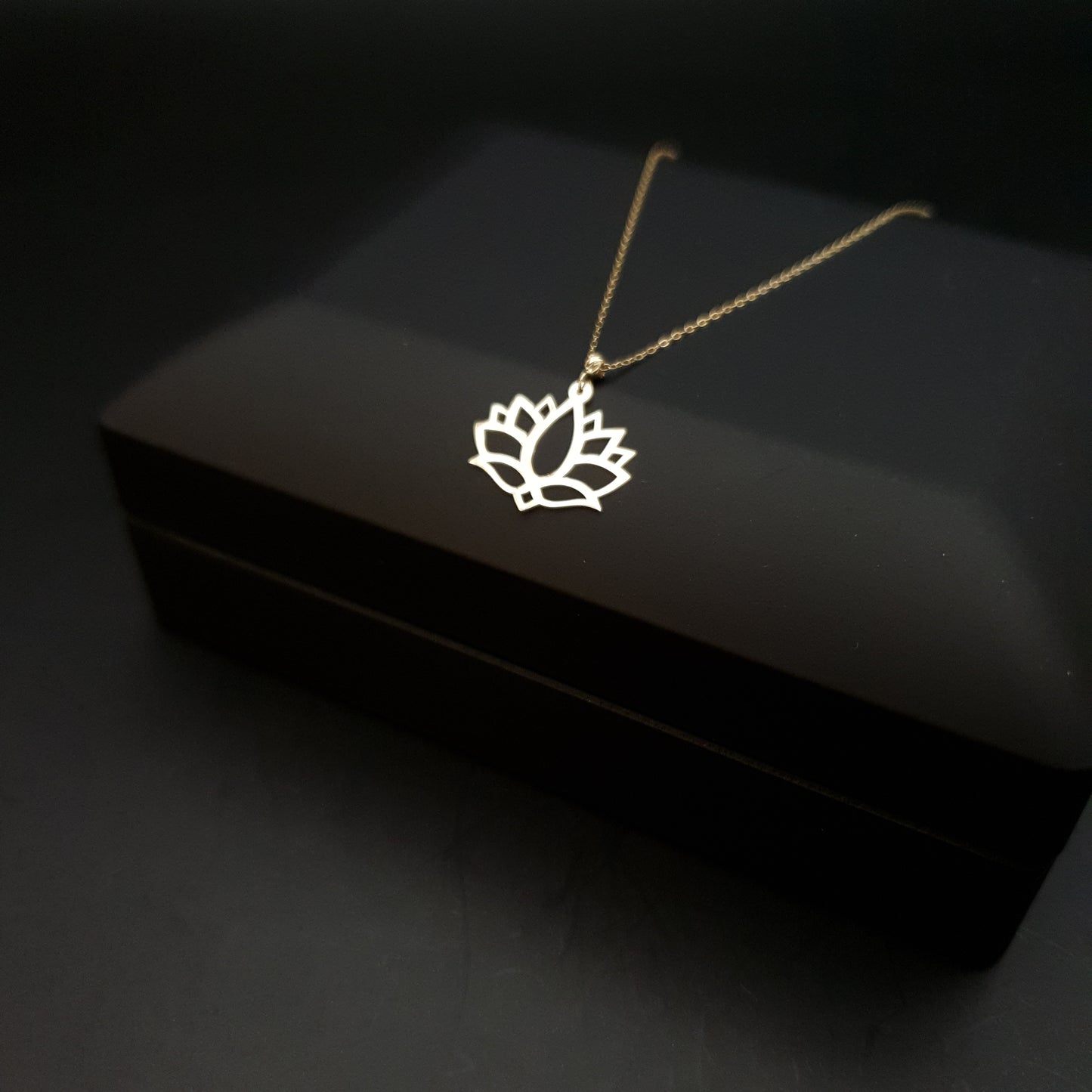 14K Real Gold Lotus Flower Necklace, Lotus Pendant, Lotus Flower, best gift for her, Charm Lotus Necklace, Birthday Gift, Yoga Lotus