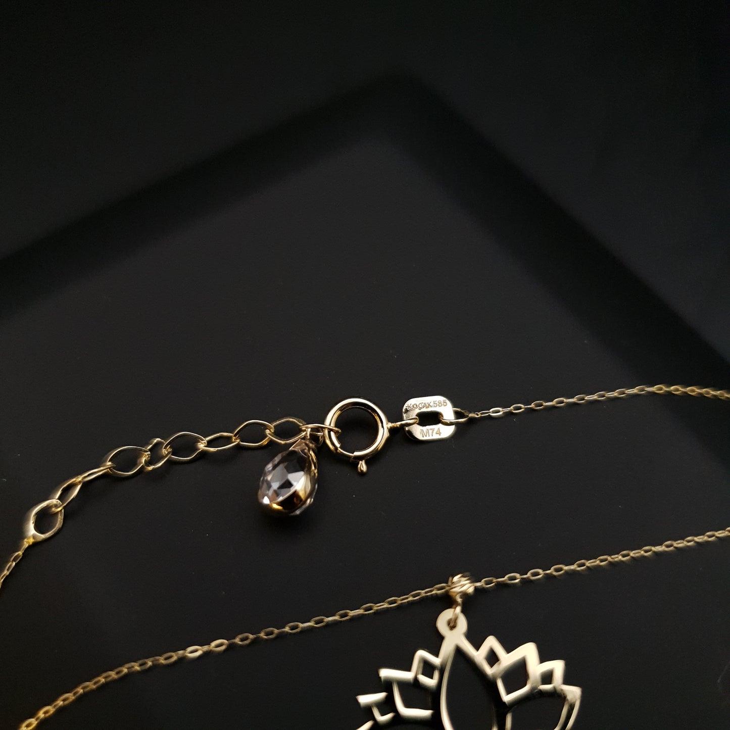 14K Real Gold Lotus Flower Necklace, Lotus Pendant, Lotus Flower, best gift for her, Charm Lotus Necklace, Birthday Gift, Yoga Lotus