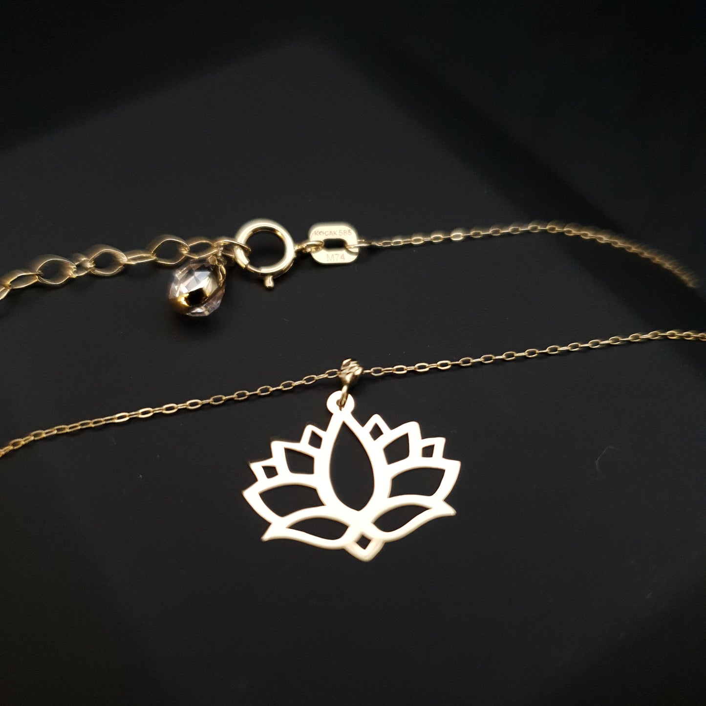 14K Real Gold Lotus Flower Necklace, Lotus Pendant, Lotus Flower, best gift for her, Charm Lotus Necklace, Birthday Gift, Yoga Lotus