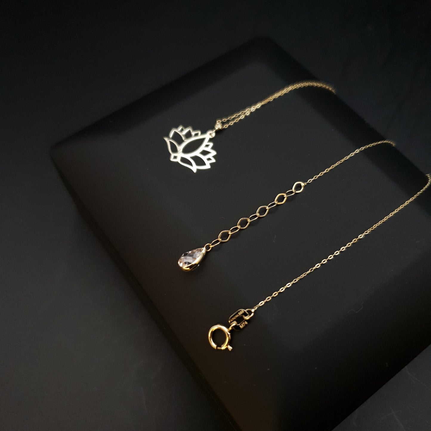 14K Real Gold Lotus Flower Necklace, Lotus Pendant, Lotus Flower, best gift for her, Charm Lotus Necklace, Birthday Gift, Yoga Lotus