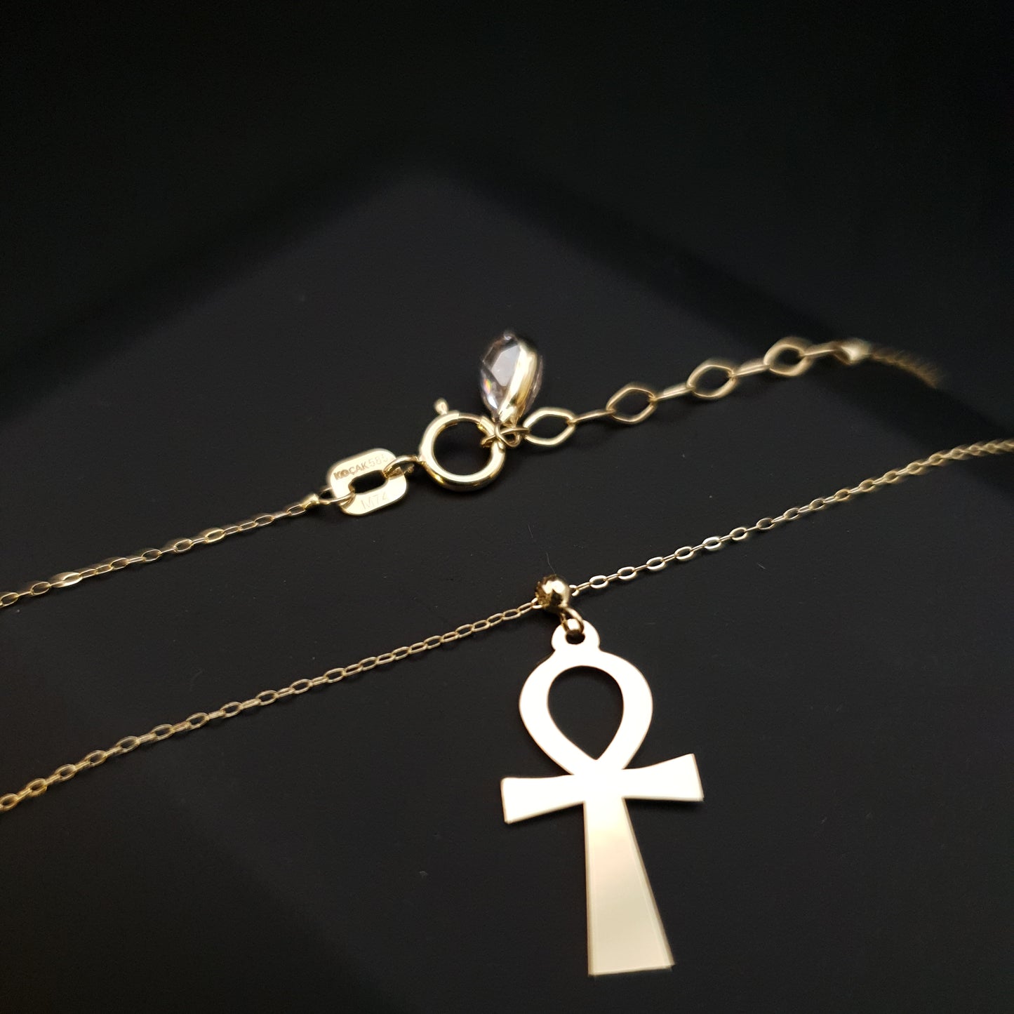 14K Real Gold Ankh Cross Necklace, Ankh Cross Pendant, Best Gift, Charm Necklace, Charm Pendant, Gold Cross