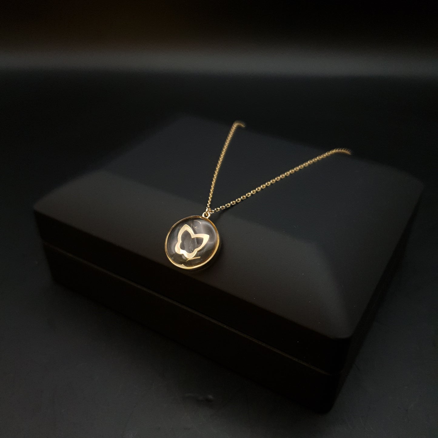 18K Real Gold Butterfly In epoxy Necklace, Charm Necklace, butterfly Pendant, floating butterfly, gift for her, best gift for her,