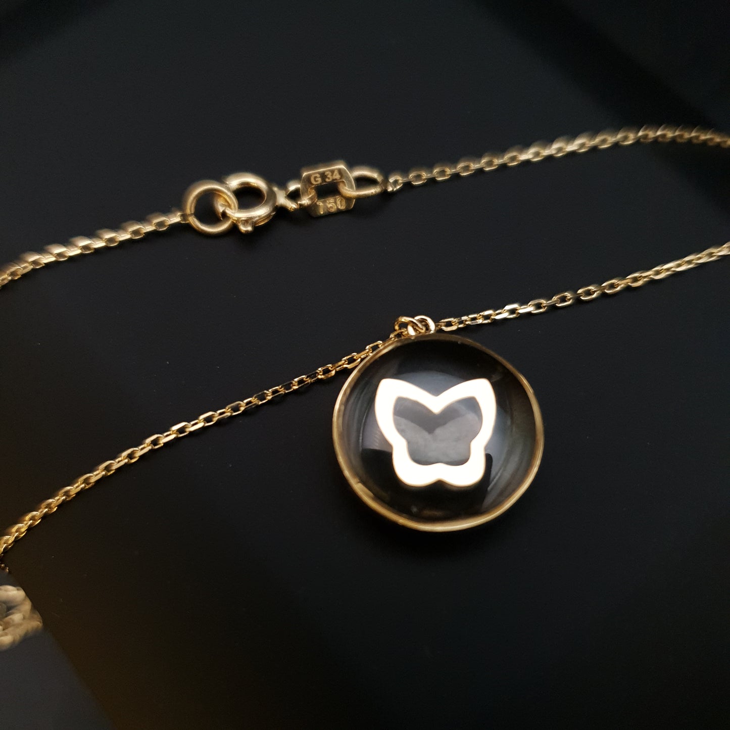 18K Real Gold Butterfly In epoxy Necklace, Charm Necklace, butterfly Pendant, floating butterfly, gift for her, best gift for her,