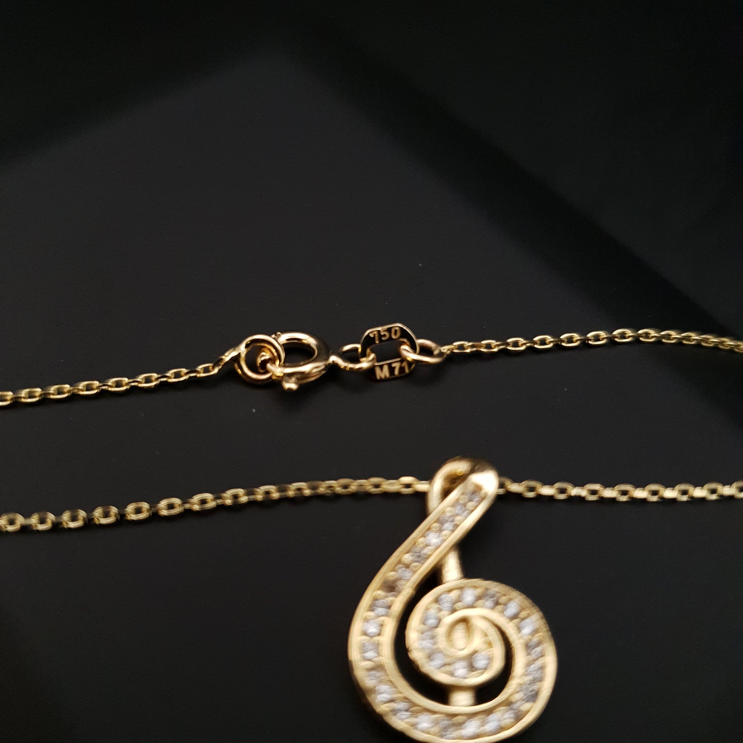 18K Real Gold Diamond G Clef Necklace, G Clef Pendant, Gold G Clef, Best Gift for her, Music Lovers, Birthday gift,