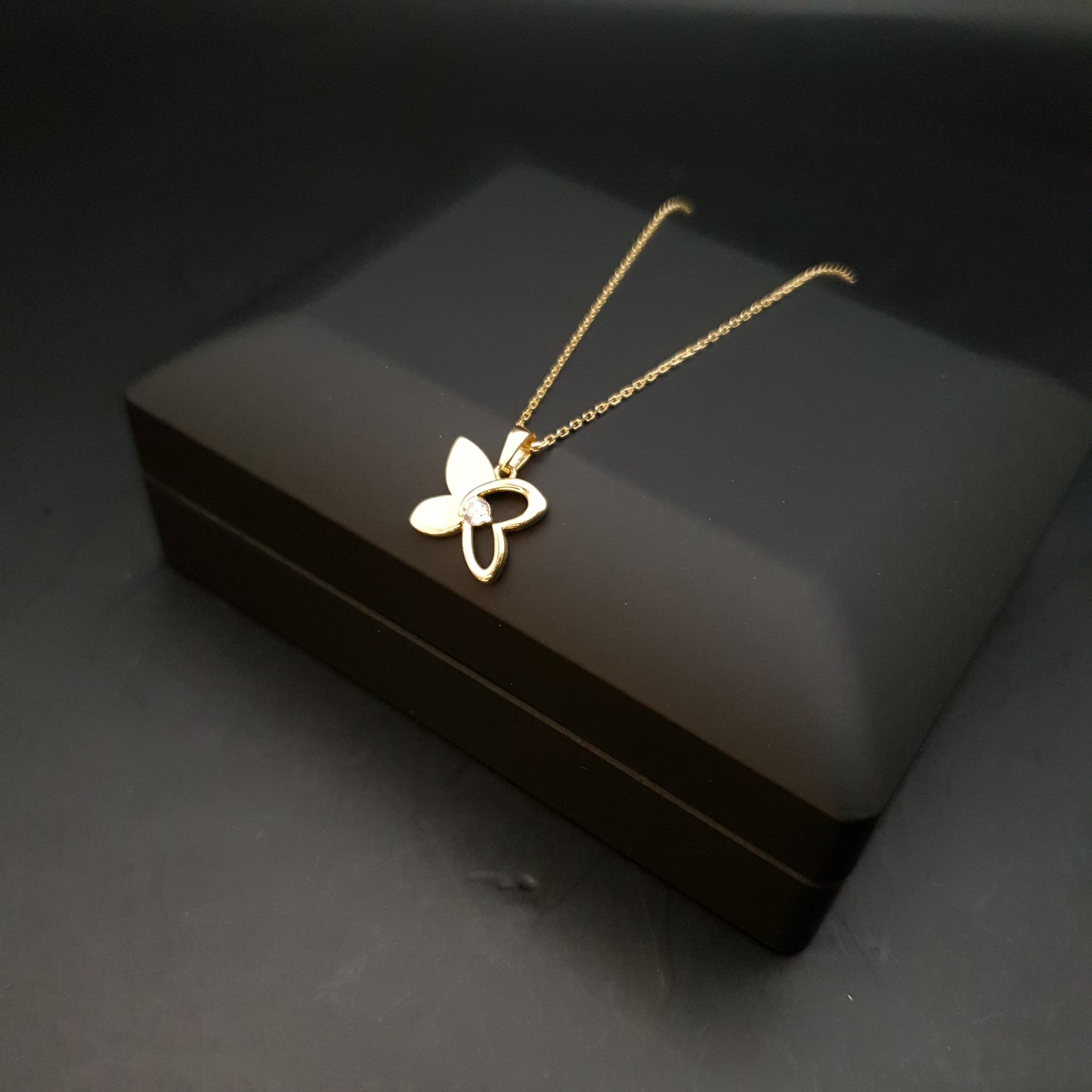 18K Real Gold Butterfly with Diamond Necklace, Butterfly Pendant, Charm Necklace, Best Gift For Her, Birthday Gift, Butterfly Lovers