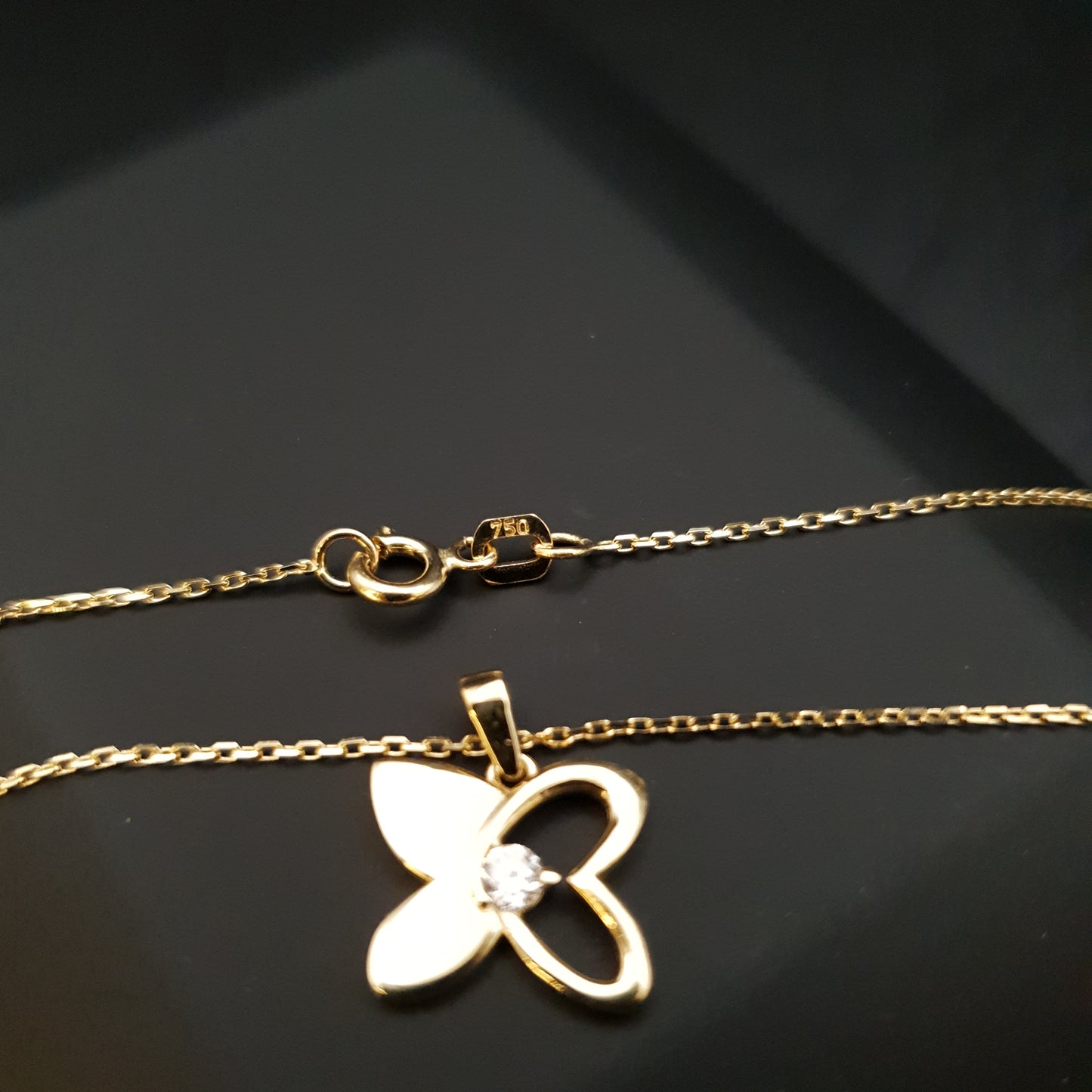 18K Real Gold Butterfly with Diamond Necklace, Butterfly Pendant, Charm Necklace, Best Gift For Her, Birthday Gift, Butterfly Lovers