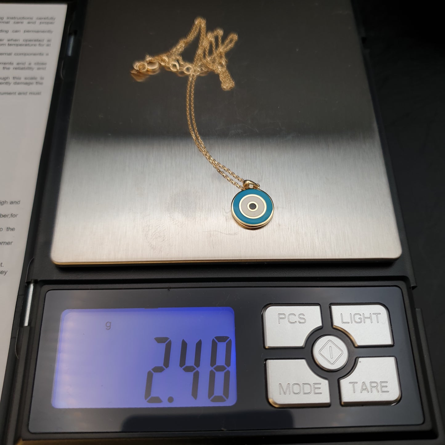 18K Real Gold Evil Eye Necklace, Blue Evil Eye Pendant, Best gift for Her, Birthday Gift, Blue Evil Eye,