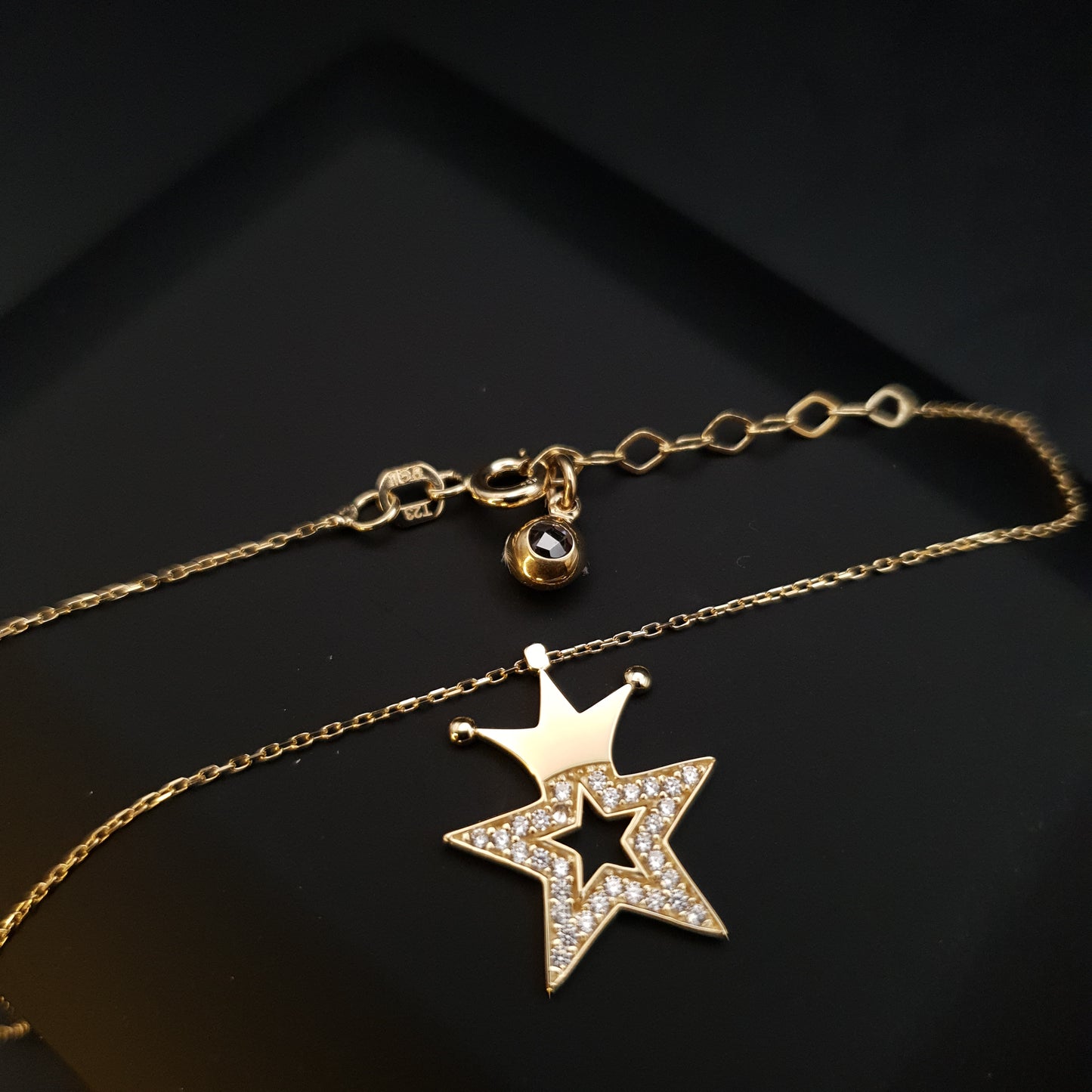 18K Real Gold King Star Necklace, King Star Pendants, Gold Star With Diamonds, Best Gift For Her, Birthday Gift, Charm Necklace,