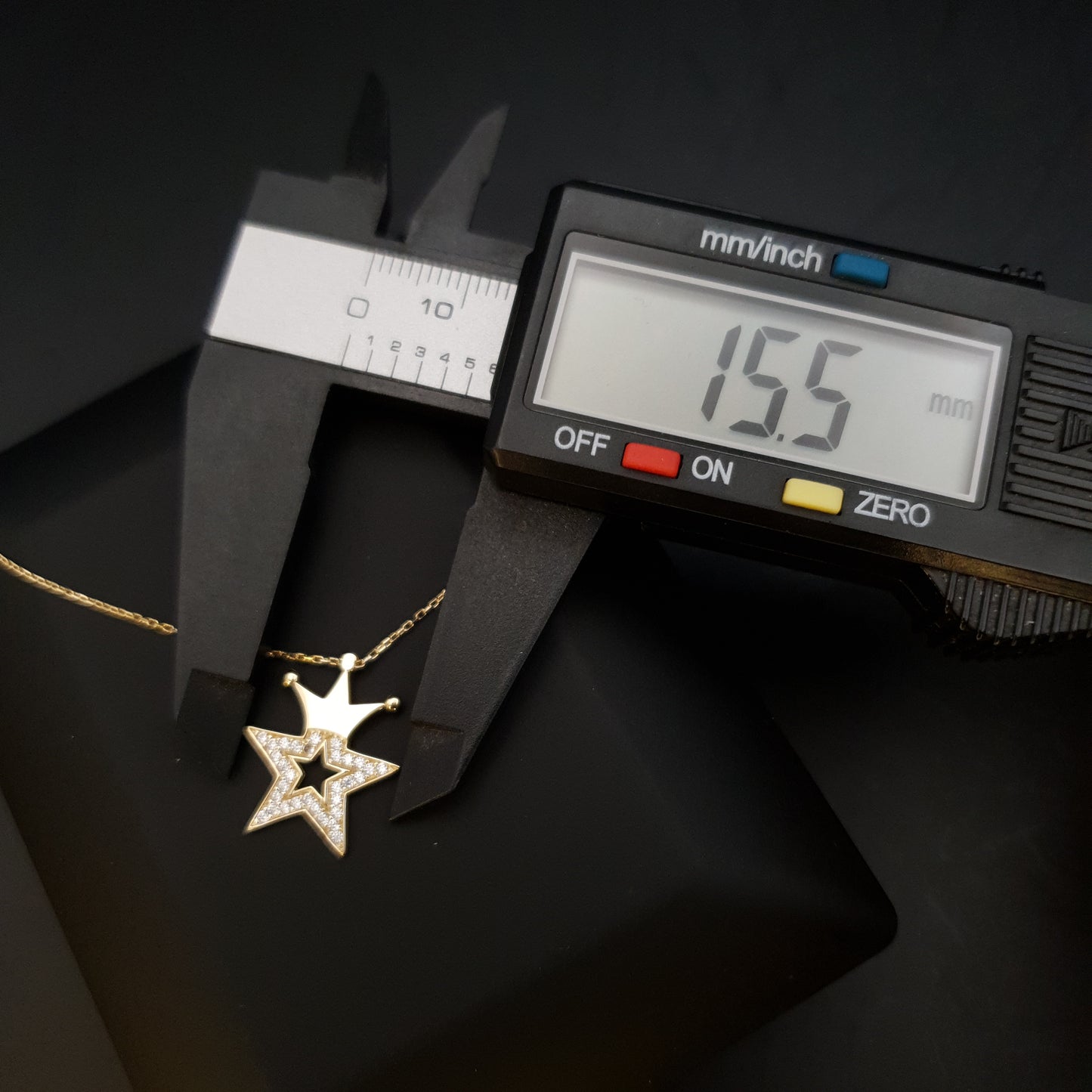 18K Real Gold King Star Necklace, King Star Pendants, Gold Star With Diamonds, Best Gift For Her, Birthday Gift, Charm Necklace,