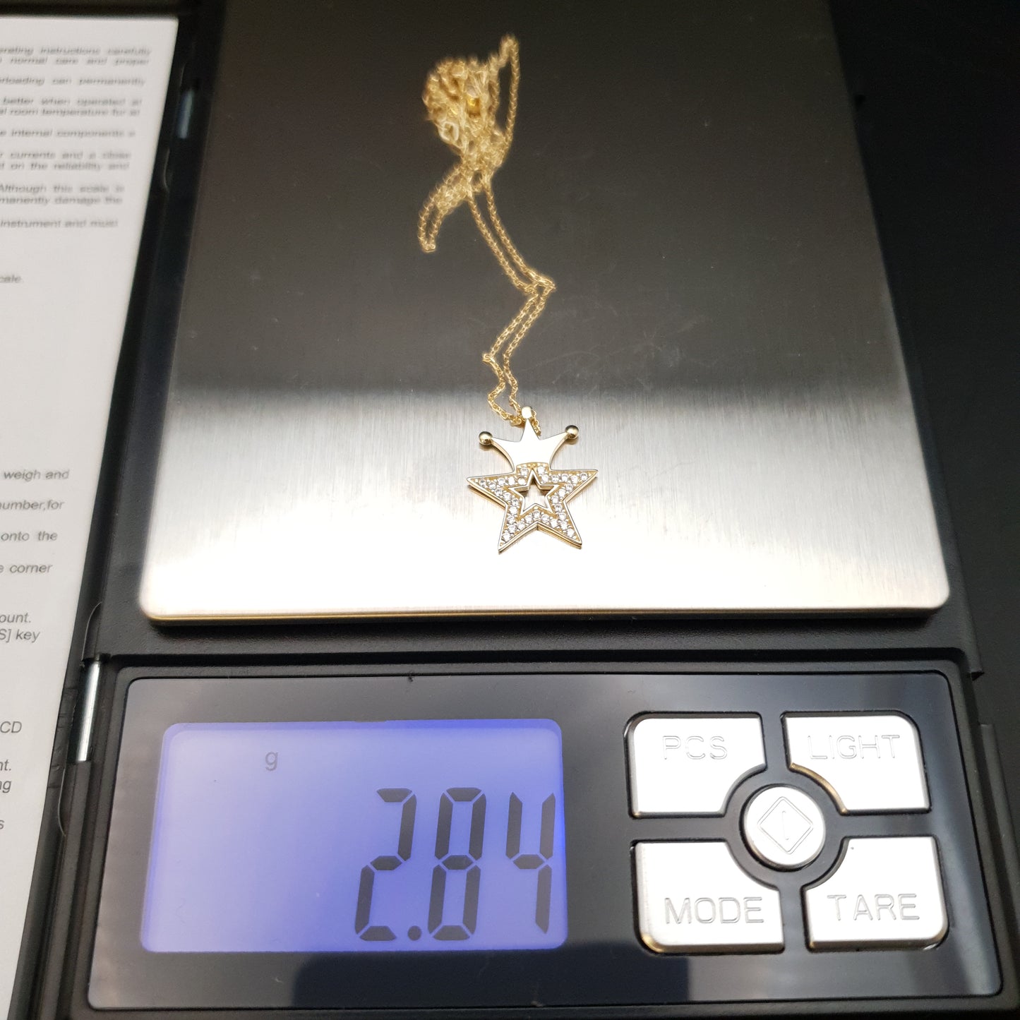 18K Real Gold King Star Necklace, King Star Pendants, Gold Star With Diamonds, Best Gift For Her, Birthday Gift, Charm Necklace,
