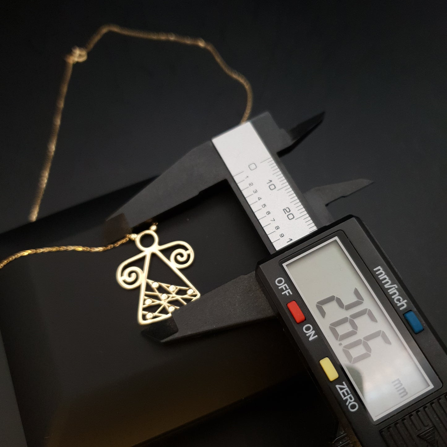 18K Real Gold Designed Angel Necklace, Angel Pendant, Abstract angle design, Best gift for her, Birthday Gift, Gold Angel,
