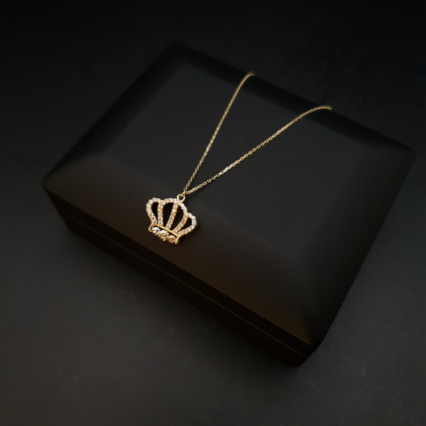18K Real Gold Diamond Crown Necklace, Crown Pendant, Princess Crown, Best Gift For Her, Birthday Gift, Charm Necklace, Gold Crown,