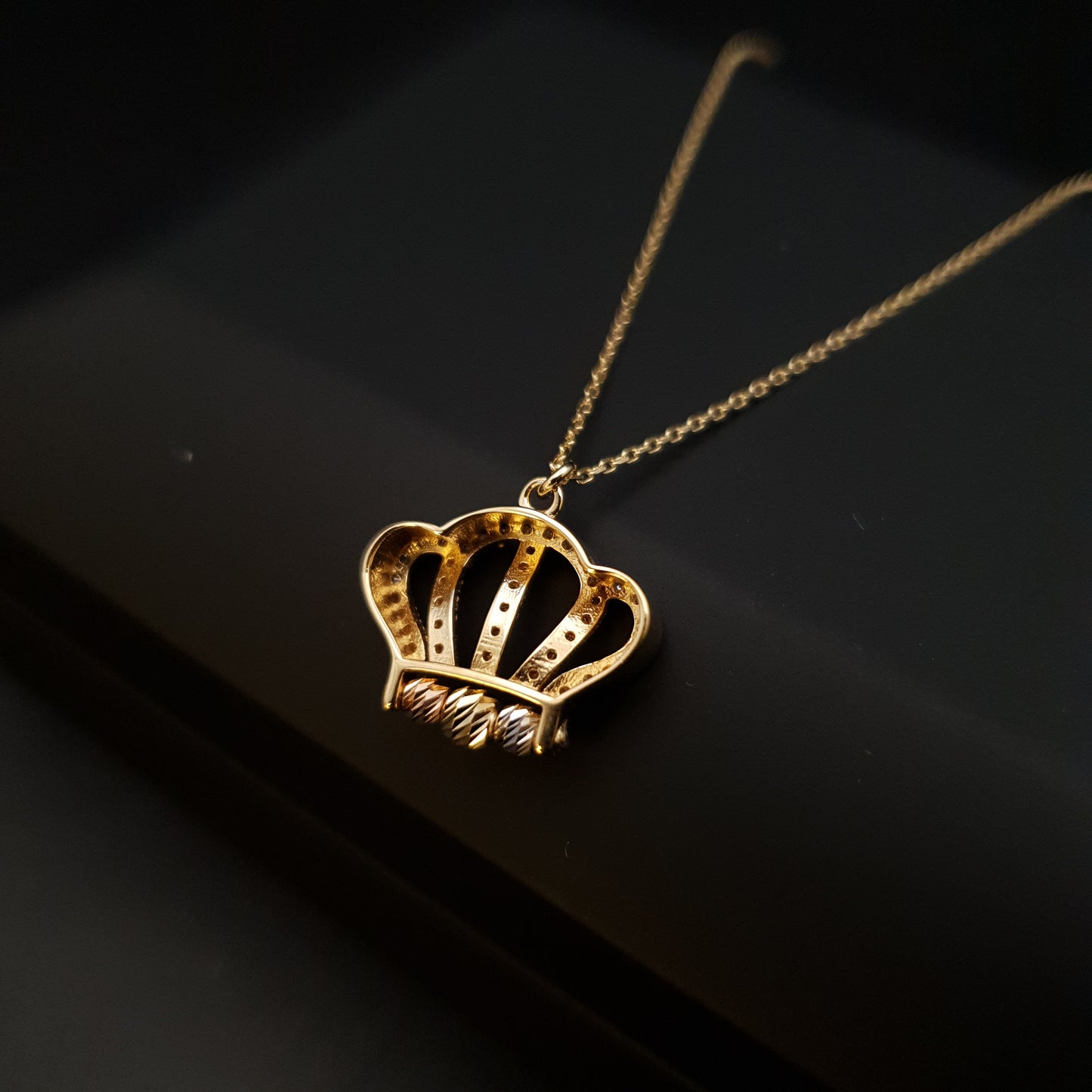 18K Real Gold Diamond Crown Necklace, Crown Pendant, Princess Crown, Best Gift For Her, Birthday Gift, Charm Necklace, Gold Crown,
