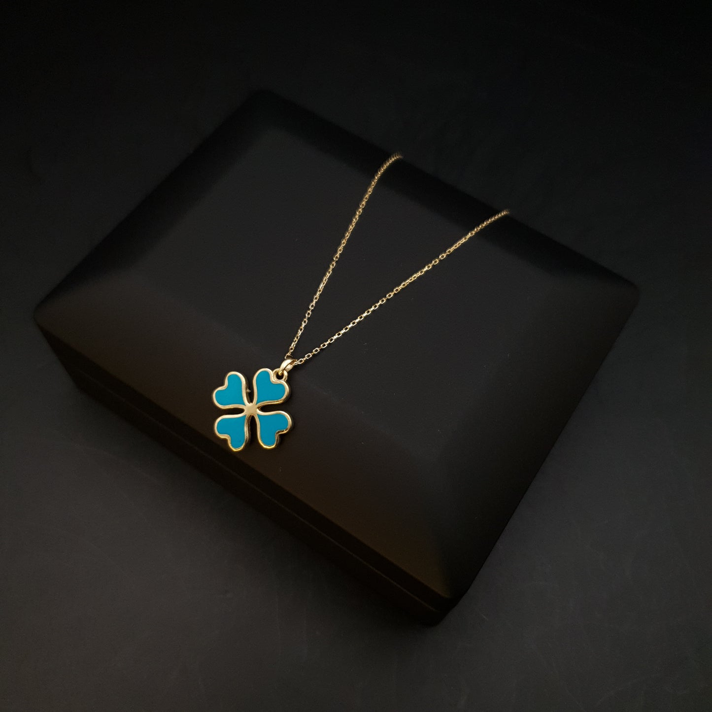 18K Real Gold Four Leaf Clover Necklace, Clover Pendant, Best Gift for Her, Birthday Gift, Charm Necklace, Gold Luck Clover,