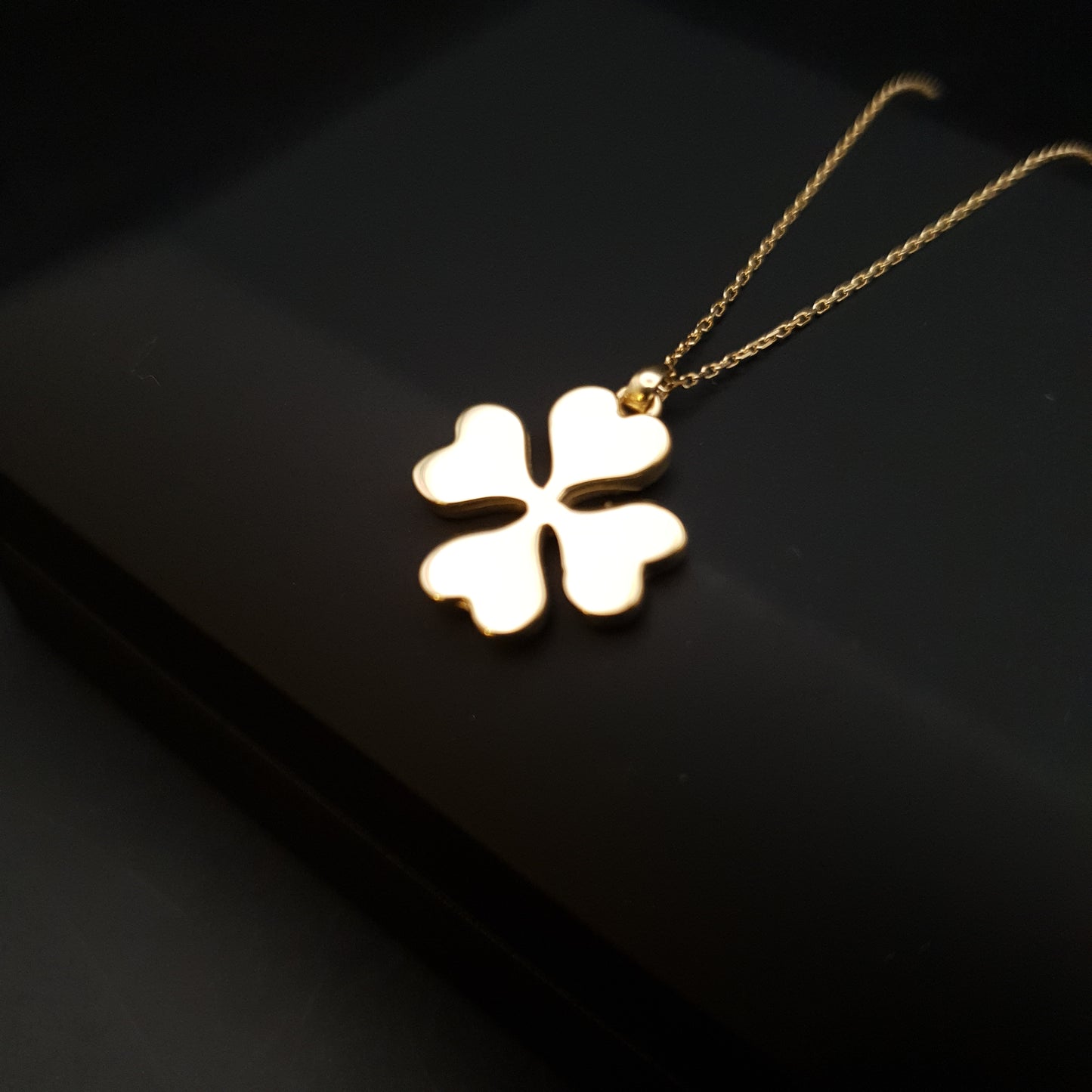 18K Real Gold Four Leaf Clover Necklace, Clover Pendant, Best Gift for Her, Birthday Gift, Charm Necklace, Gold Luck Clover,