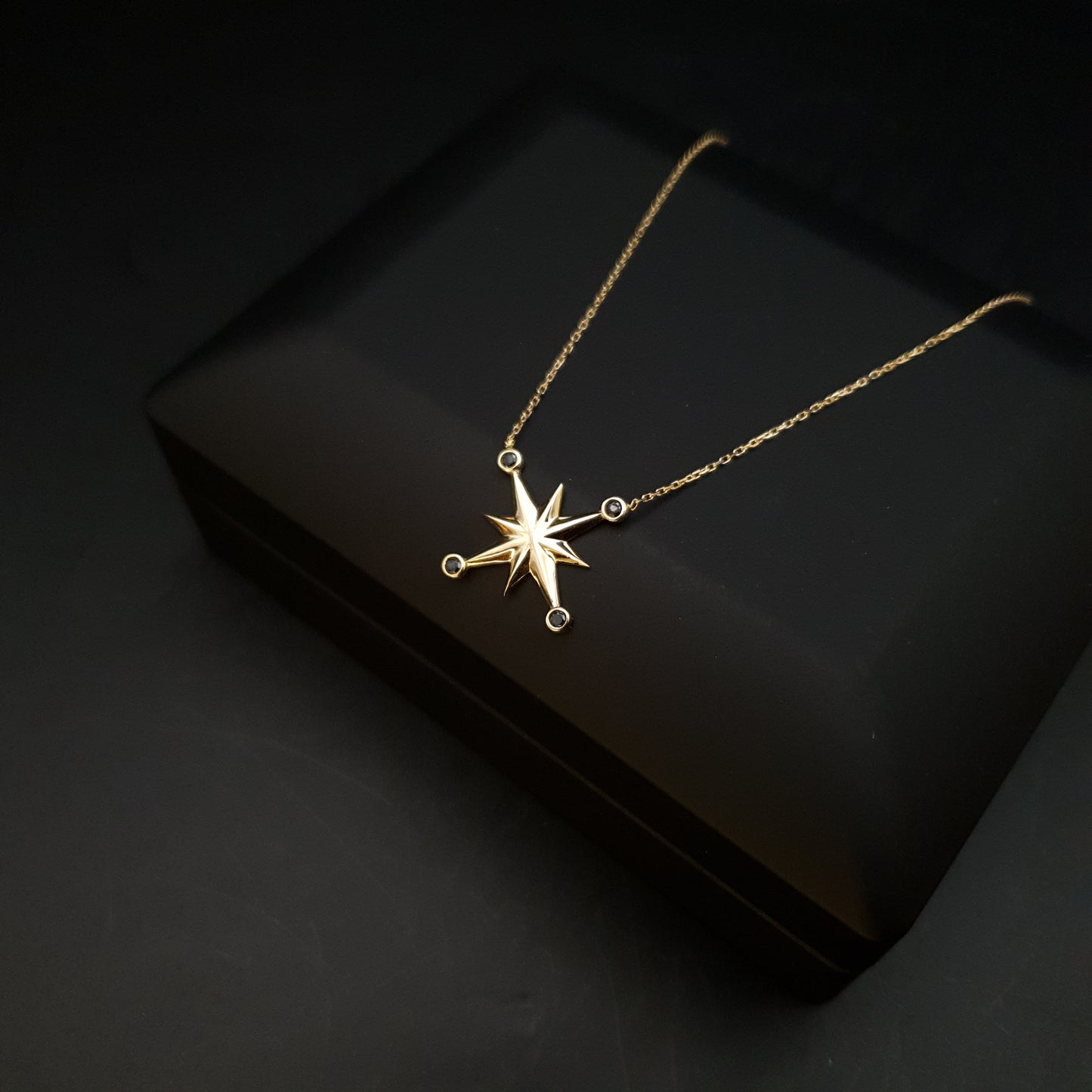 18K Real Gold North Star Necklace, North Star Pendant, Best Gift For Her, Charm Necklace, Birthday Gift, Gold North Star,