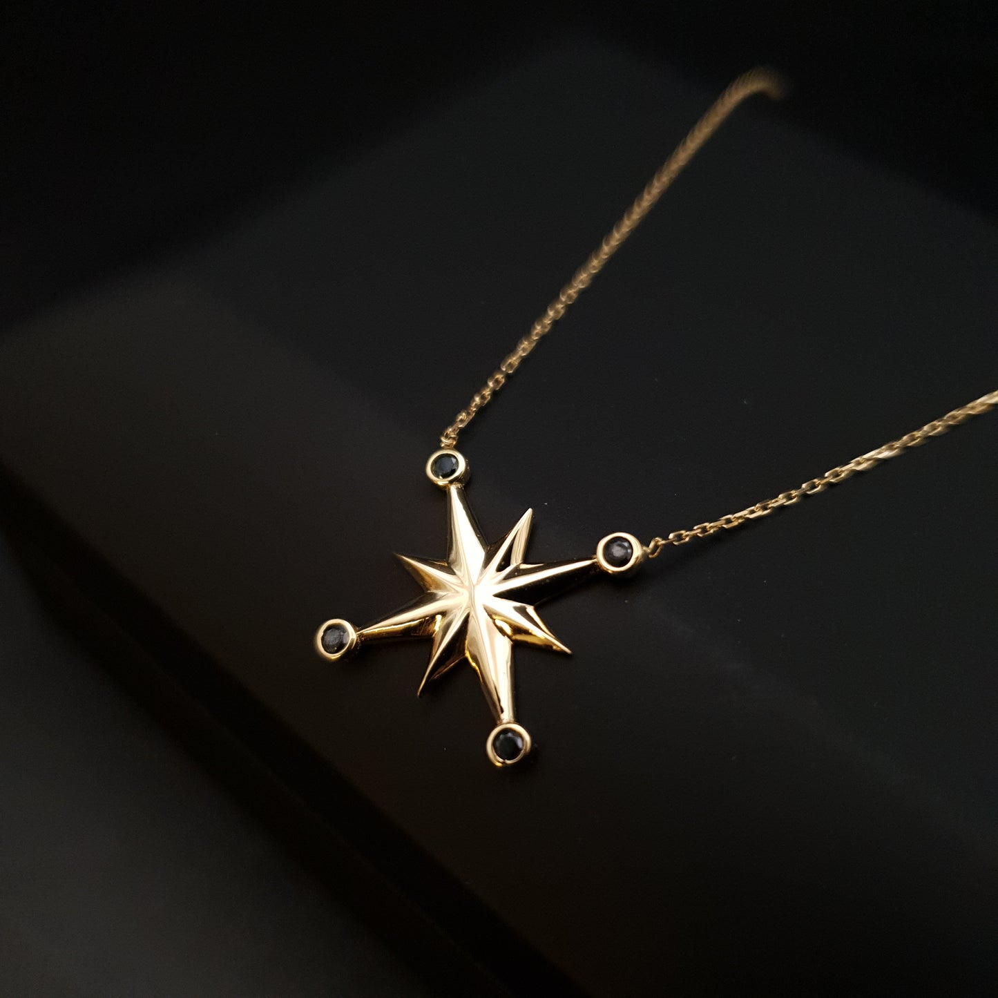 18K Real Gold North Star Necklace, North Star Pendant, Best Gift For Her, Charm Necklace, Birthday Gift, Gold North Star,