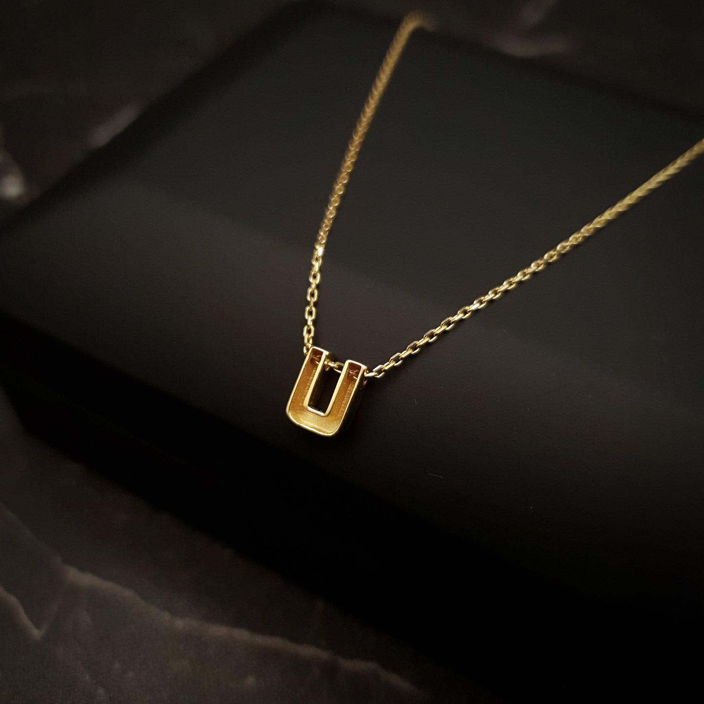 18K Real Gold U shape Necklace, U Necklace, Best gift for her, U Letter Necklace, Birthday Gift, Valentine Gift, Gift for Love,