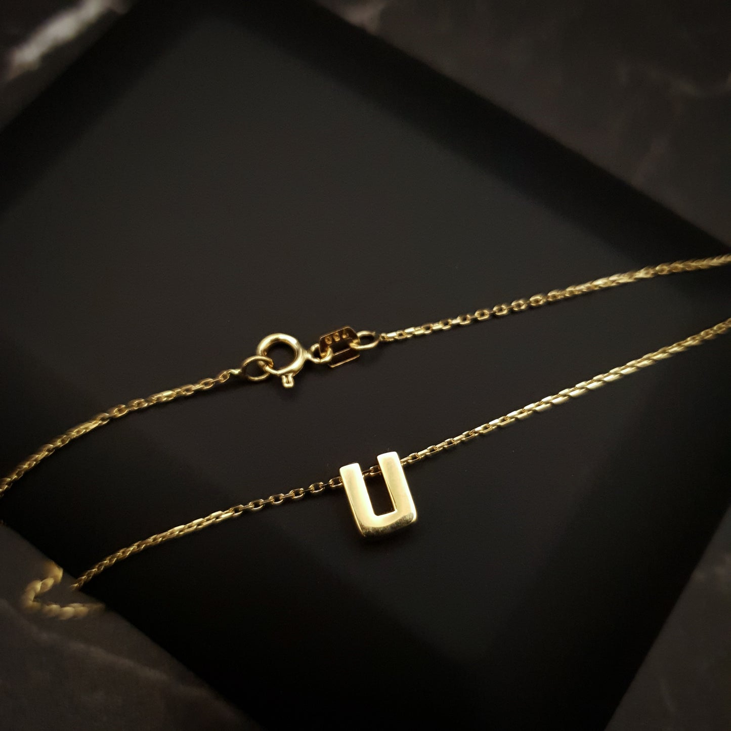 18K Real Gold U shape Necklace, U Necklace, Best gift for her, U Letter Necklace, Birthday Gift, Valentine Gift, Gift for Love,