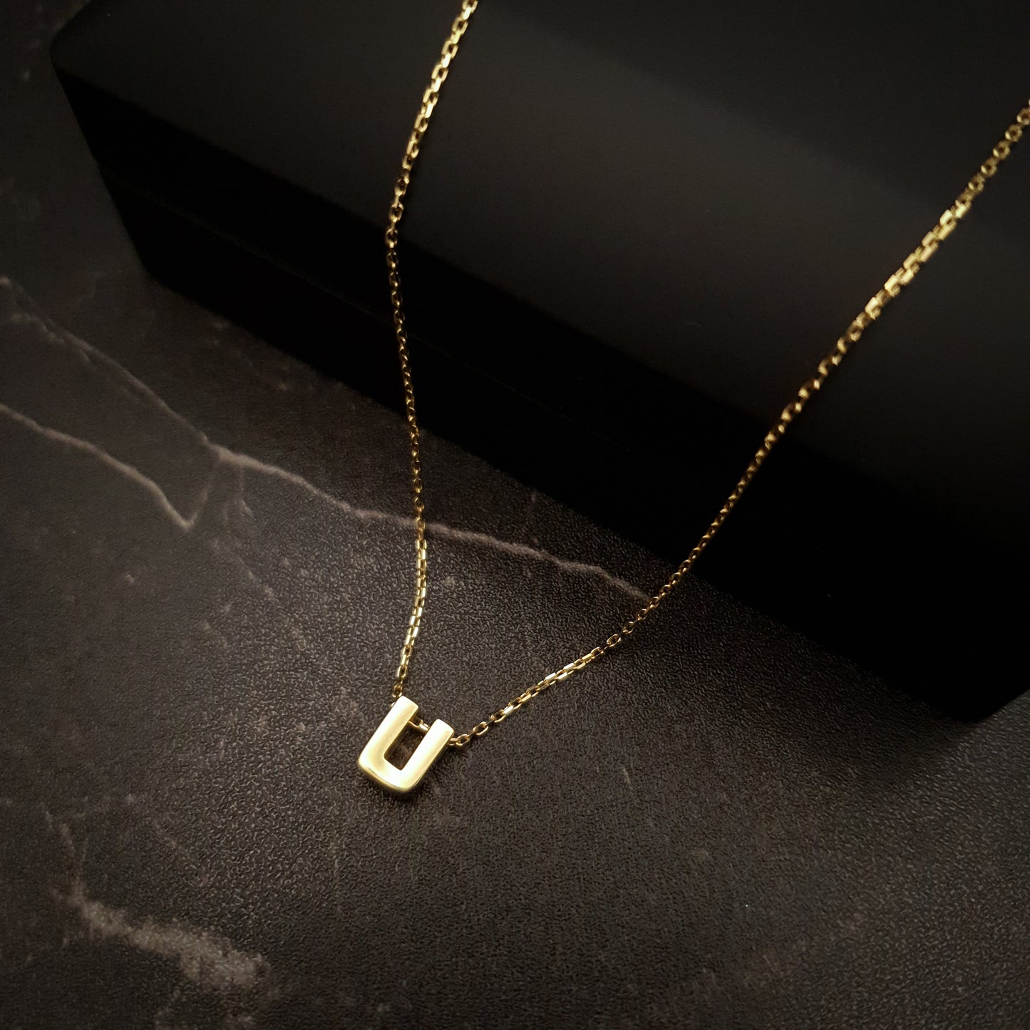 18K Real Gold U shape Necklace, U Necklace, Best gift for her, U Letter Necklace, Birthday Gift, Valentine Gift, Gift for Love,