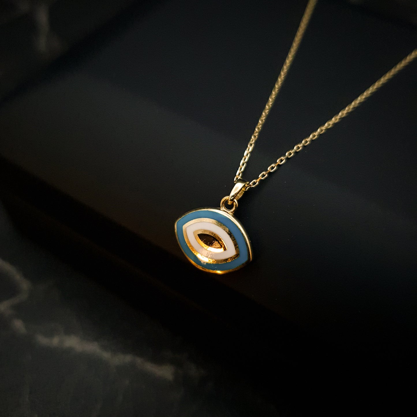 18K Real Gold Evil Eye Necklace(2 Side), Gold Evil Eye, High Quality Gold, 2 color, best gift for her, birthday gift, Evil Eye Necklace,