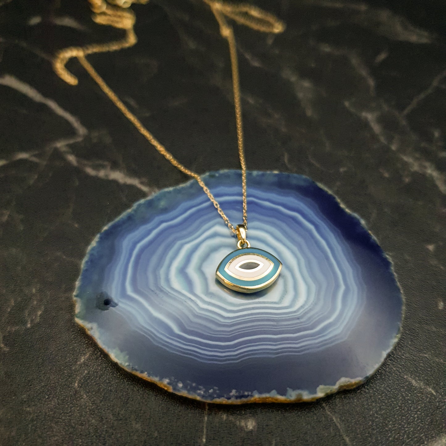 18K Real Gold Evil Eye Necklace(2 Side), Gold Evil Eye, High Quality Gold, 2 color, best gift for her, birthday gift, Evil Eye Necklace,