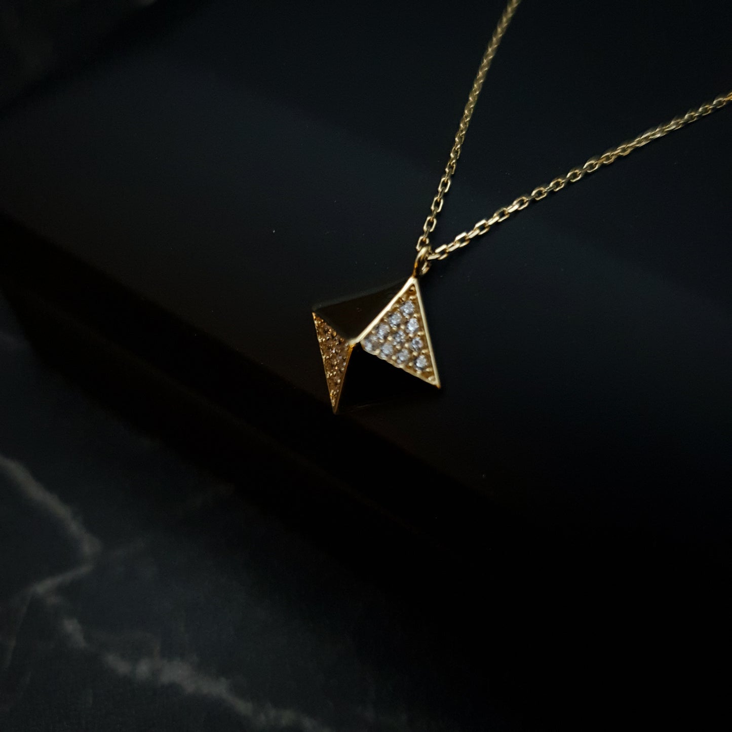 18K Real Gold Pyramid Necklace, Gold Pyramid, Pyramid Necklace, Best gift for her, Birthday gift, Anniversary Gift, High Quality Gold